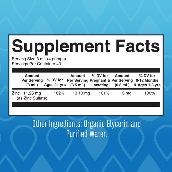 MaryRuth Liquid Ionic Zinc Drops Unflavored Supplement Facts