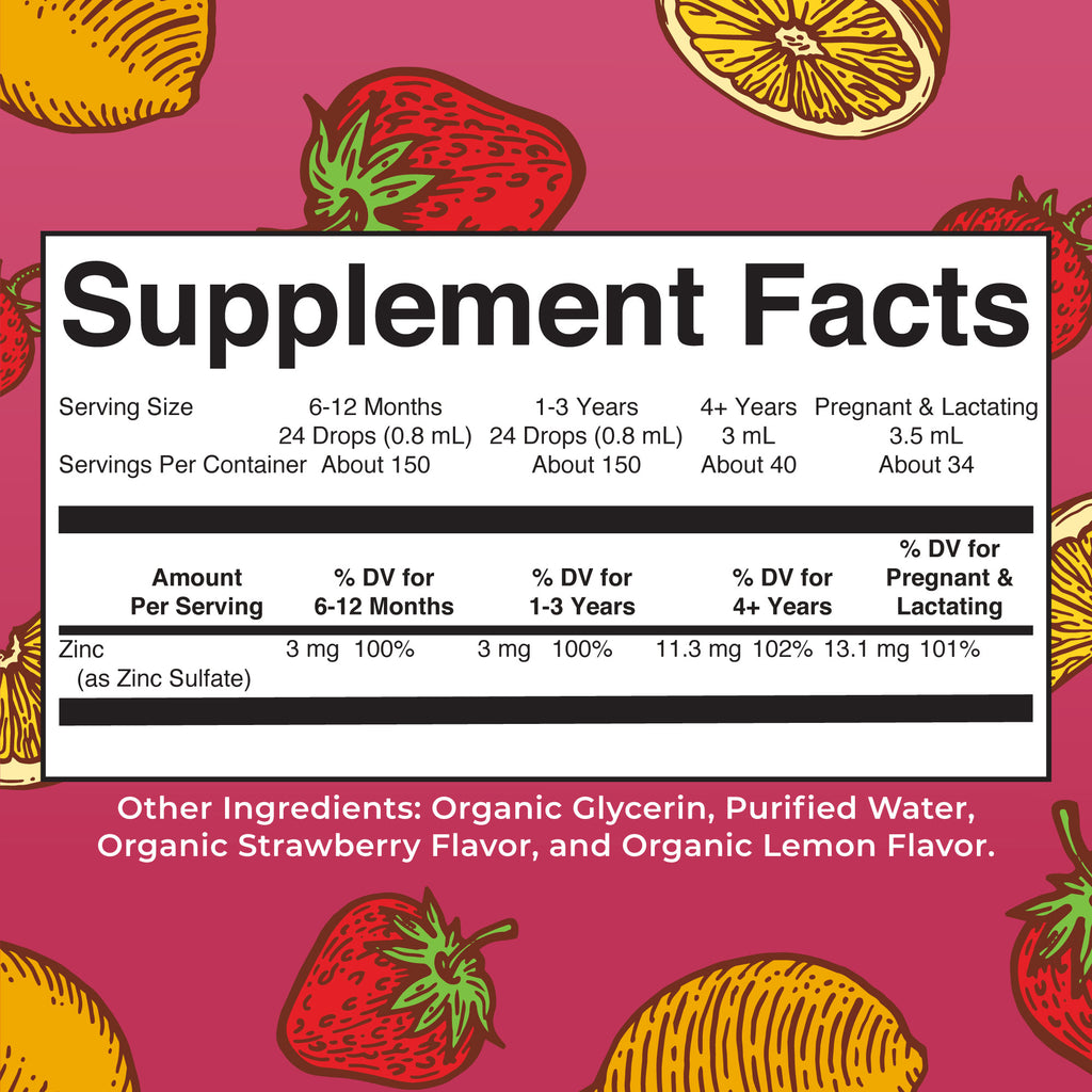 Liquid Ionic Zinc Strawberry & Lemon Supplement Facts