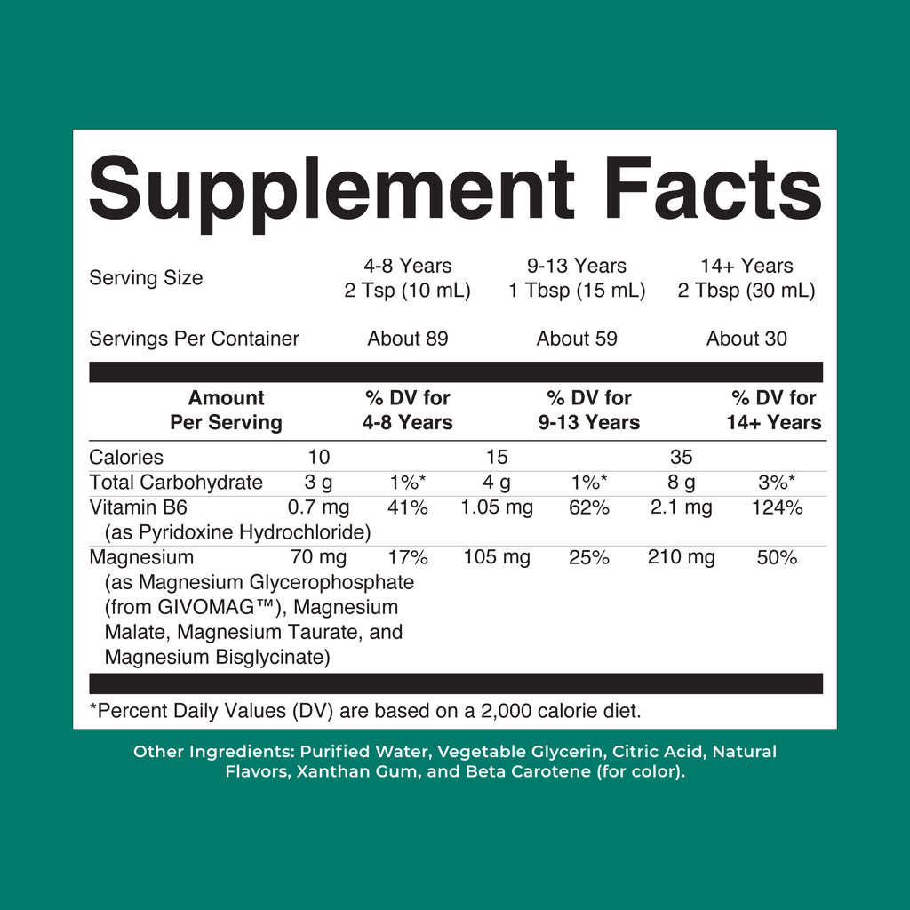 Liquid Magnesium Blend Pineapple Nectarine 30 Oz Supplement Facts