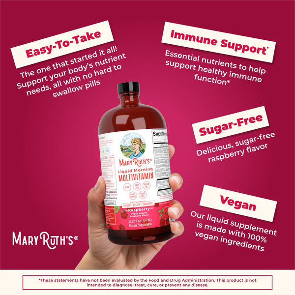 MaryRuth Liquid Morning Multivitamin 16oz Raspberry flavor Advertisement