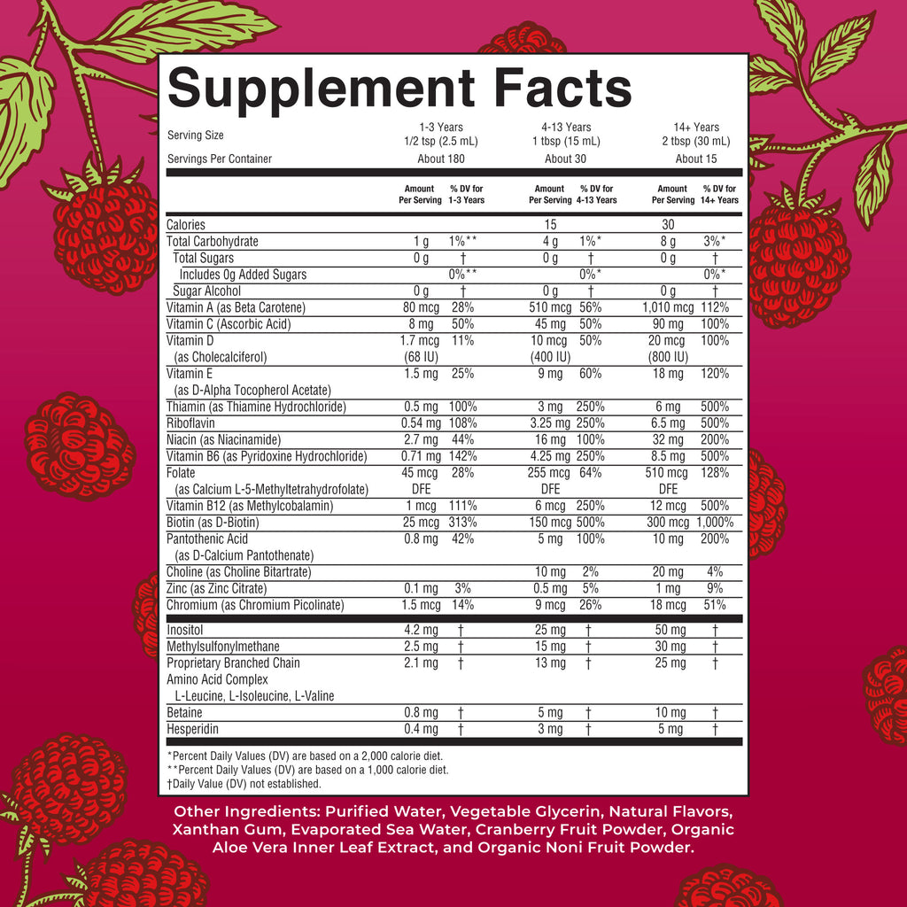 Liquid Morning Multivitamin 15oz Supplement Facts