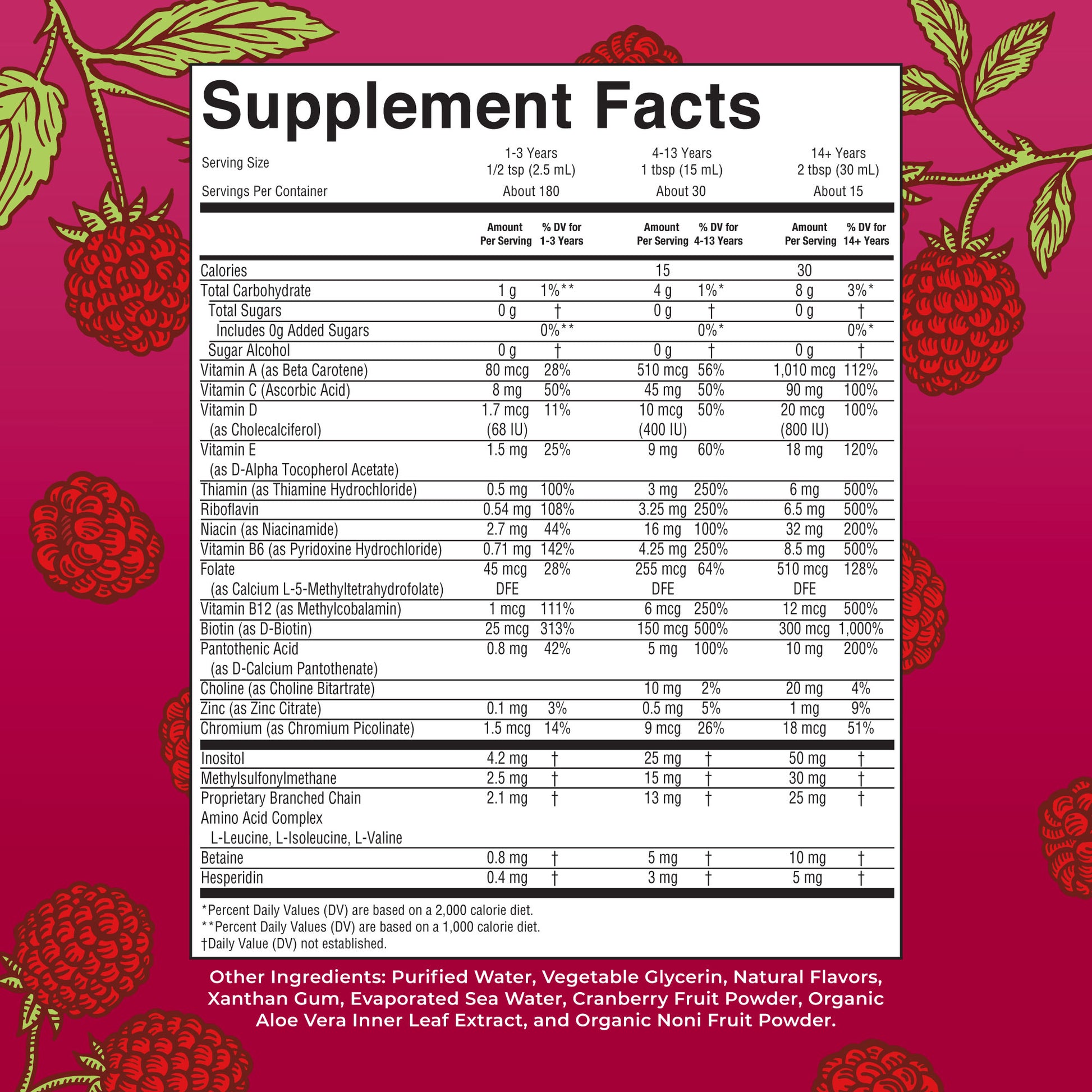 Liquid Morning Multivitamin 15oz Supplement Facts