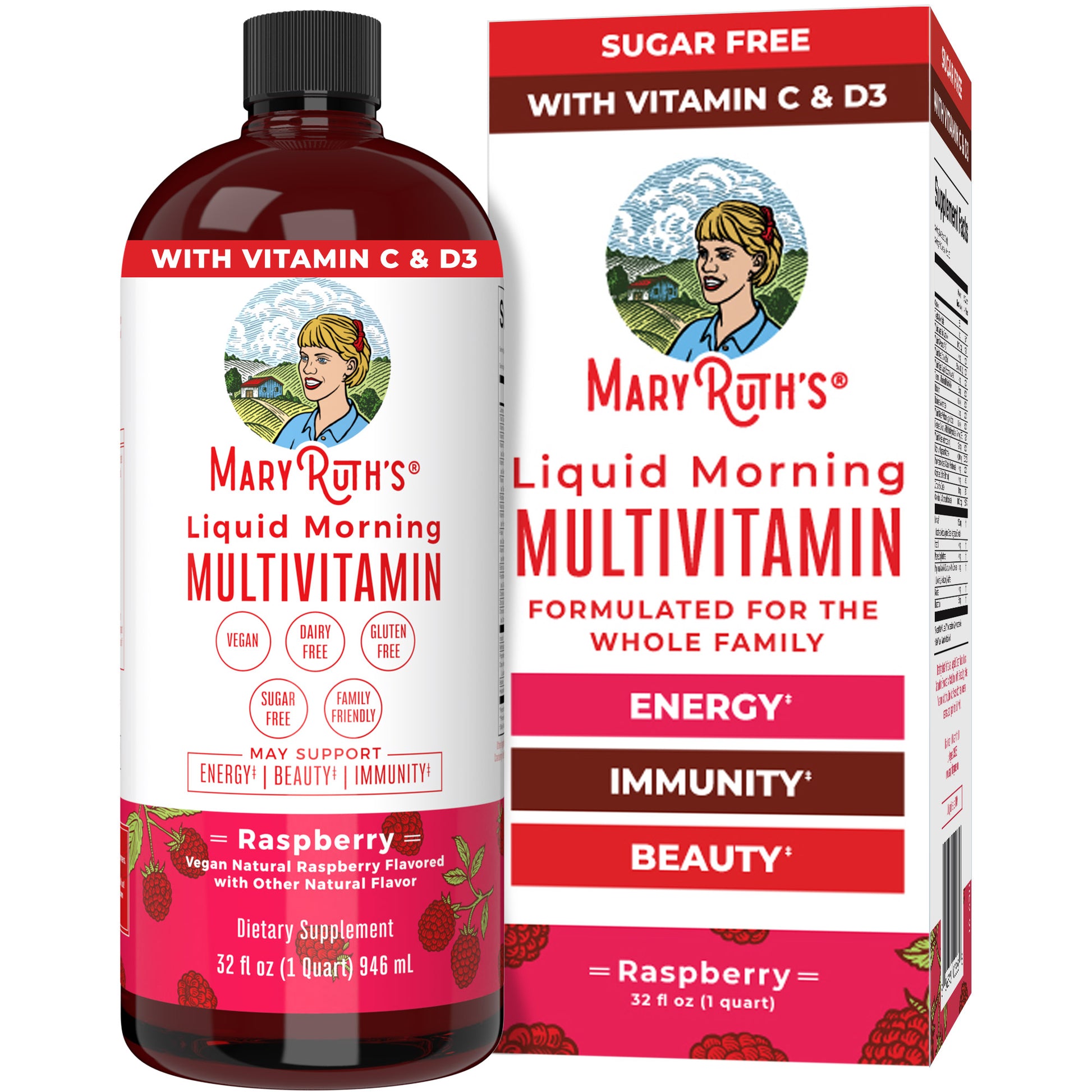 Liquid Morning Multivitamin 32oz Bottle Raspberry