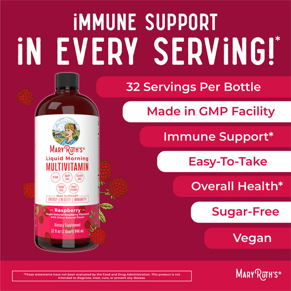 MaryRuth Liquid Morning Multivitamin Raspberry flavor Advertisement