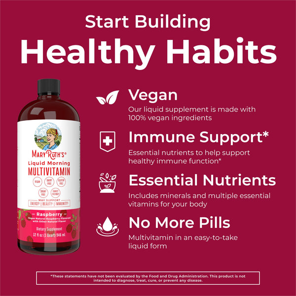 MaryRuth Liquid Morning Multivitamin Raspberry flavor Advertisement