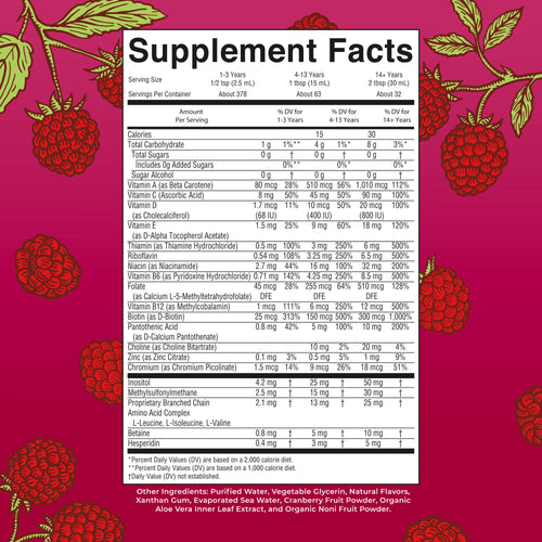 Liquid Morning Multivitamin 32oz Supplement Facts