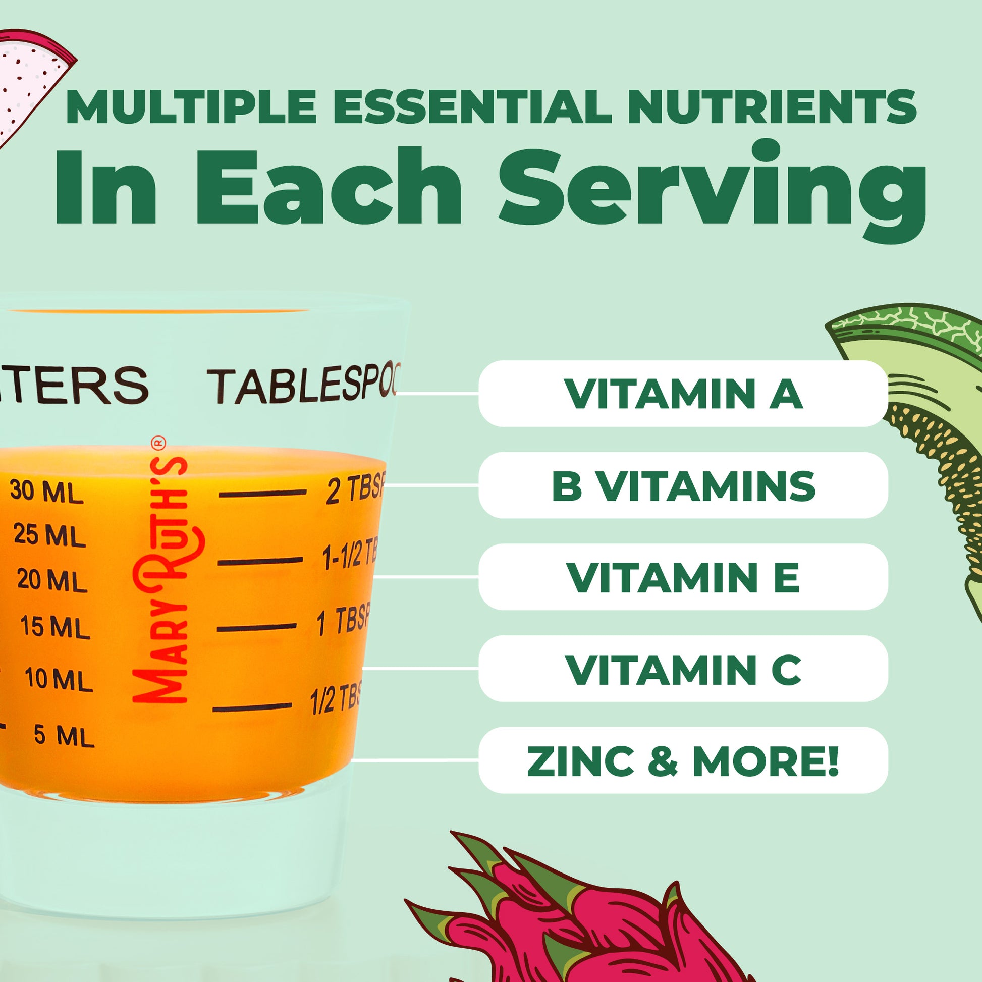 Liquid Morning Multivitamin Hair Growth 30oz Dragon Fruit Melon Ingredients