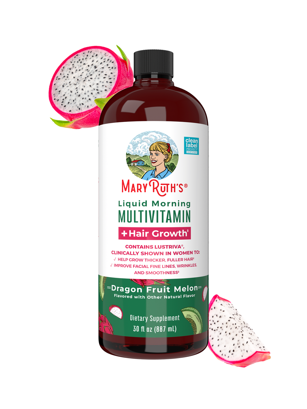 Liquid Morning Multivitamin Hair Growth 30oz Dragon Fruit Melon