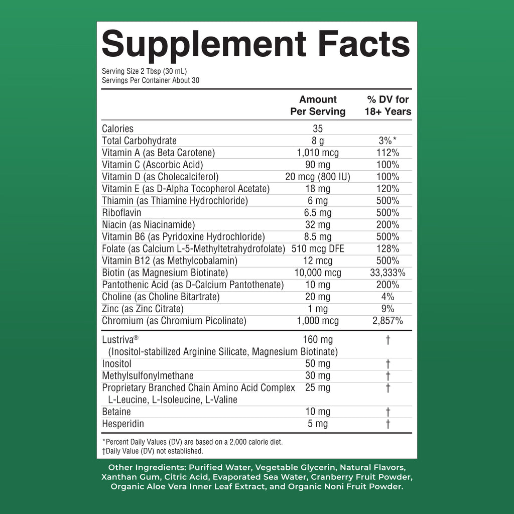 Liquid Morning Multivitamin Hair Growth Dragon Fruit Melon Supplement Facts