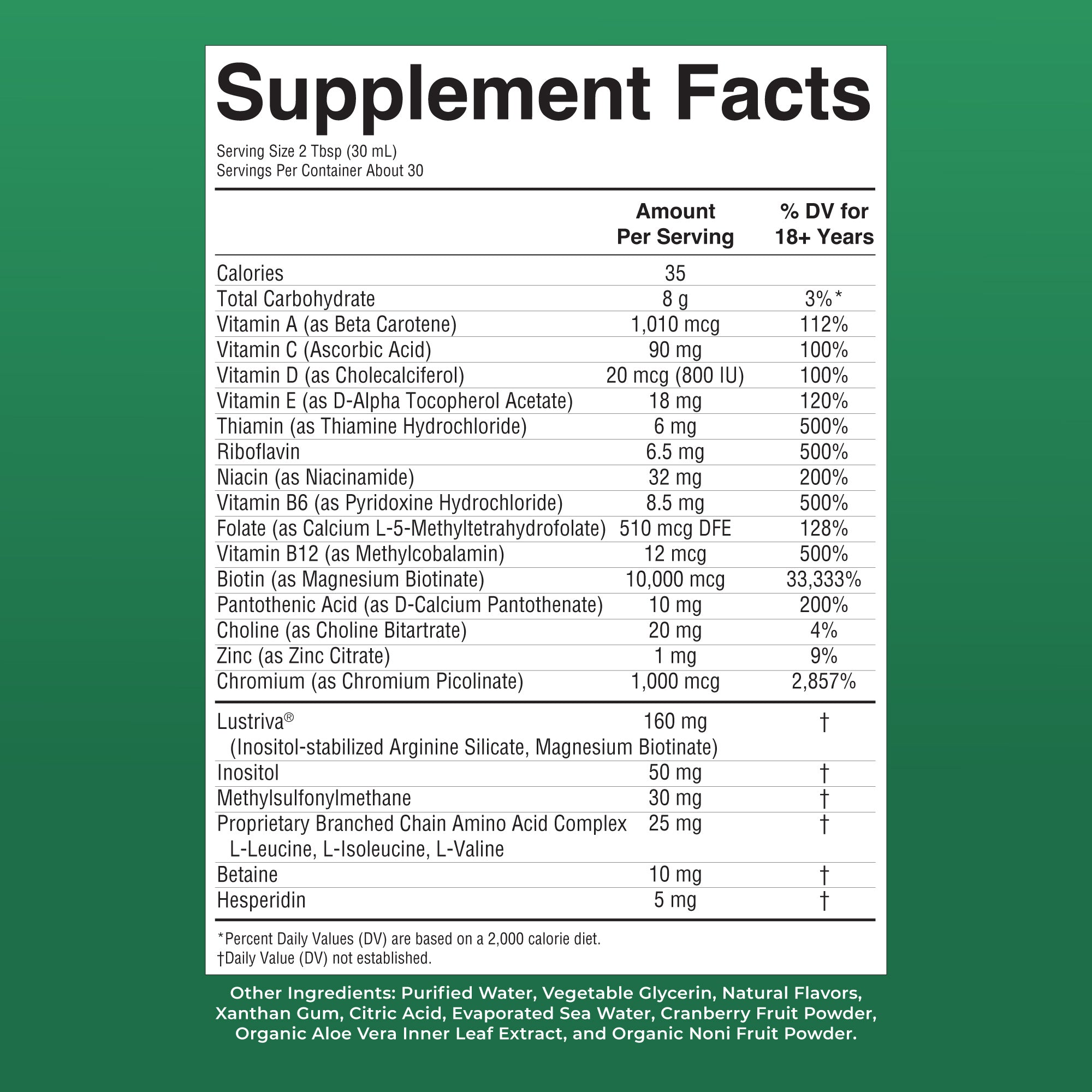 Liquid Morning Multivitamin Hair Growth Dragon Fruit Melon Supplement Facts