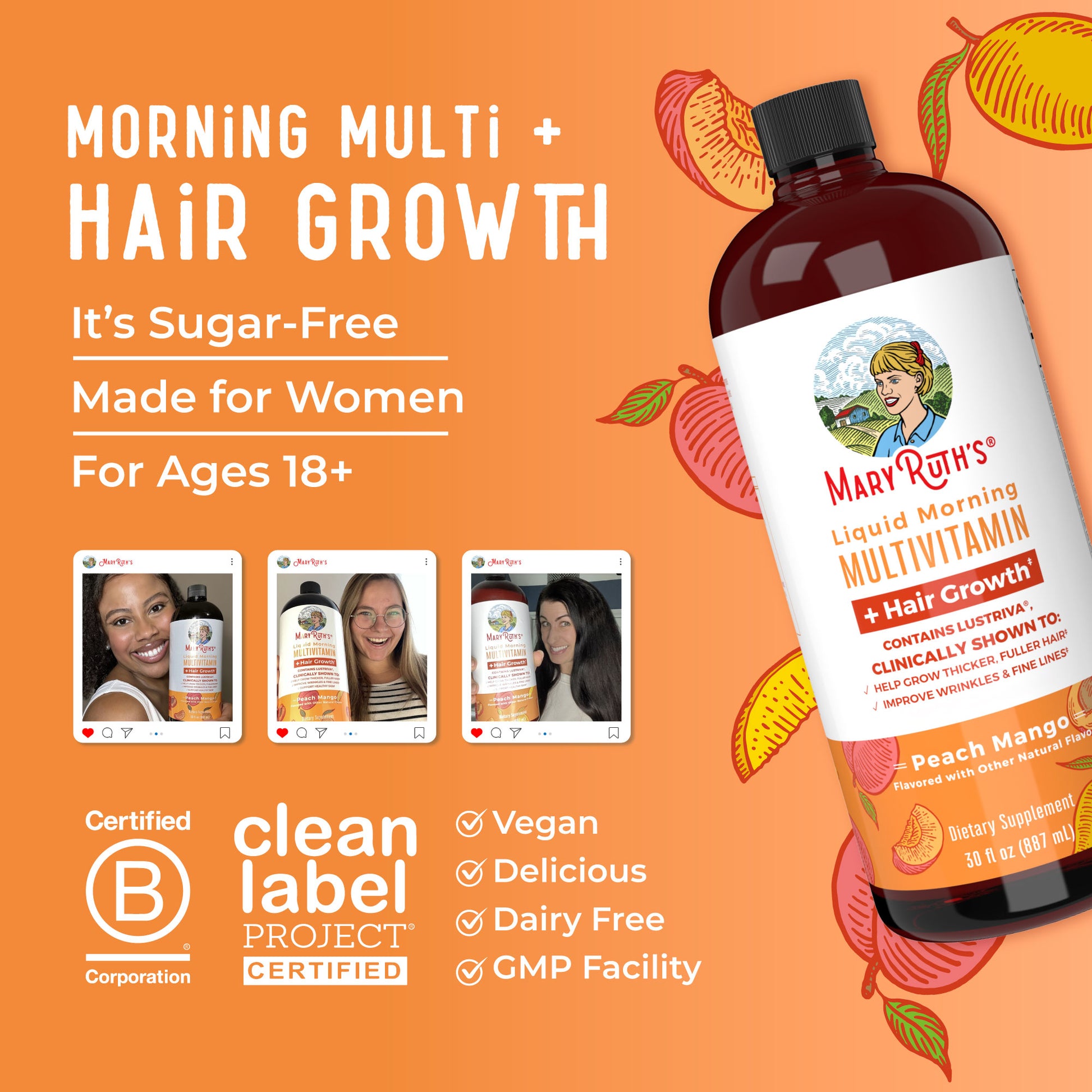Liquid Morning Multivitamin + Hair Growth (3-Pack) 8