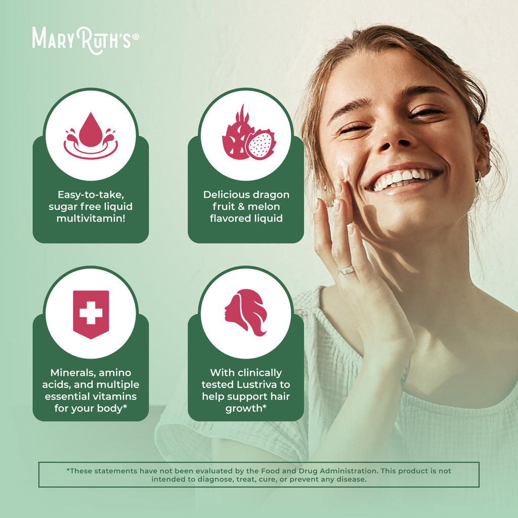 Liquid Morning Multivitamin + Hair Growth Dragon Fruit Melon 15.22oz Benefits