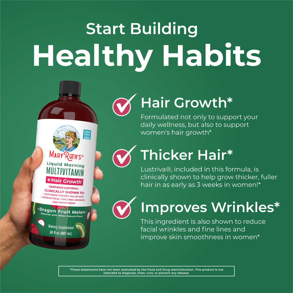 Liquid Morning Multivitamin + Hair Growth Dragon Fruit Melon Healthy Habits