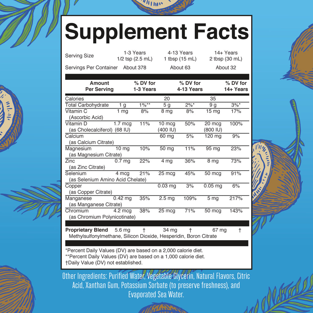 Liquid Nighttime Multimineral 32oz Coconut Supplement Facts