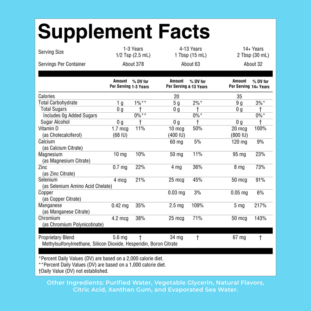 Liquid Nighttime Multimineral (Coconut) 32oz Supplement Facts