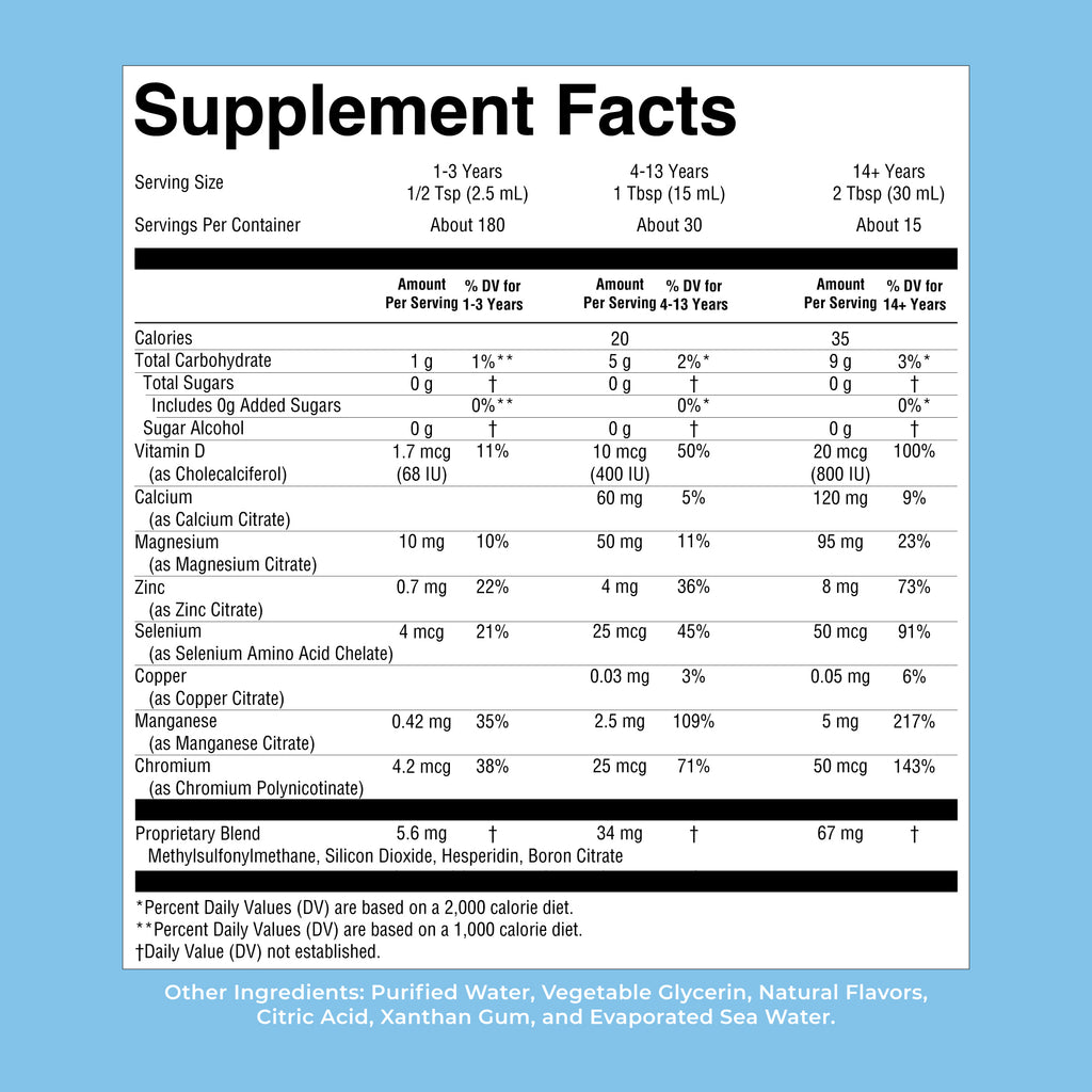 Liquid Nighttime Multimineral Coconut Dream 15.22oz Supplement Facts