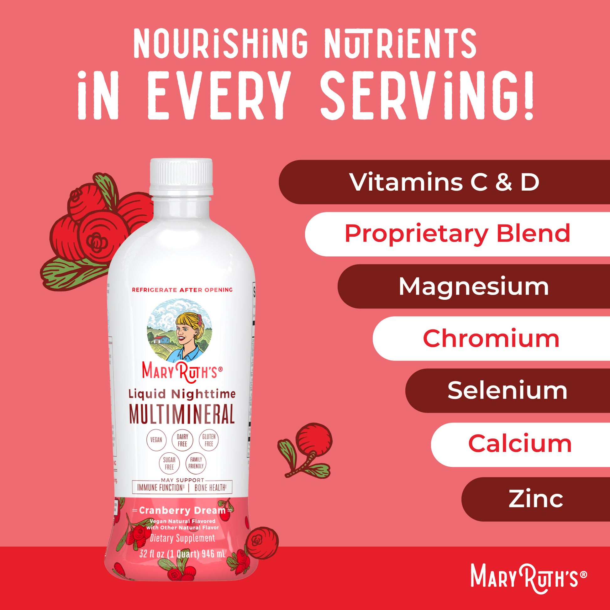 Liquid Nighttime Multimineral Cranberry 32oz Ingredients