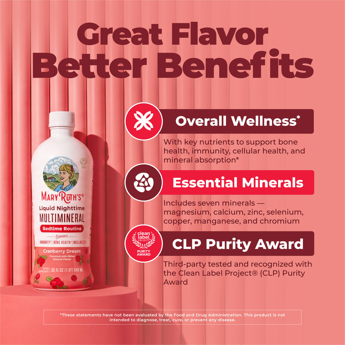 Liquid Nighttime Multimineral Cranberry Dream 32oz Great Flavor Better Benefits