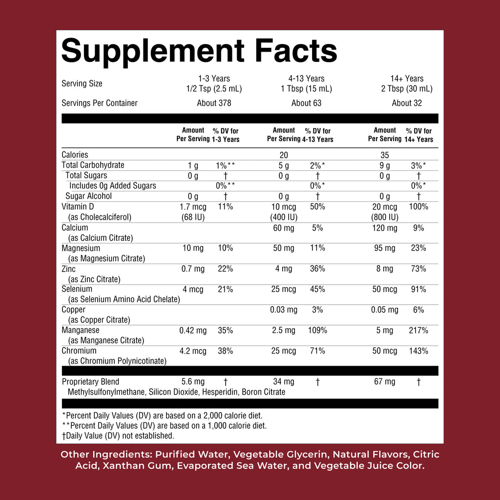 Liquid Nighttime Multimineral Cranberry Dream 32oz Supplement Facts