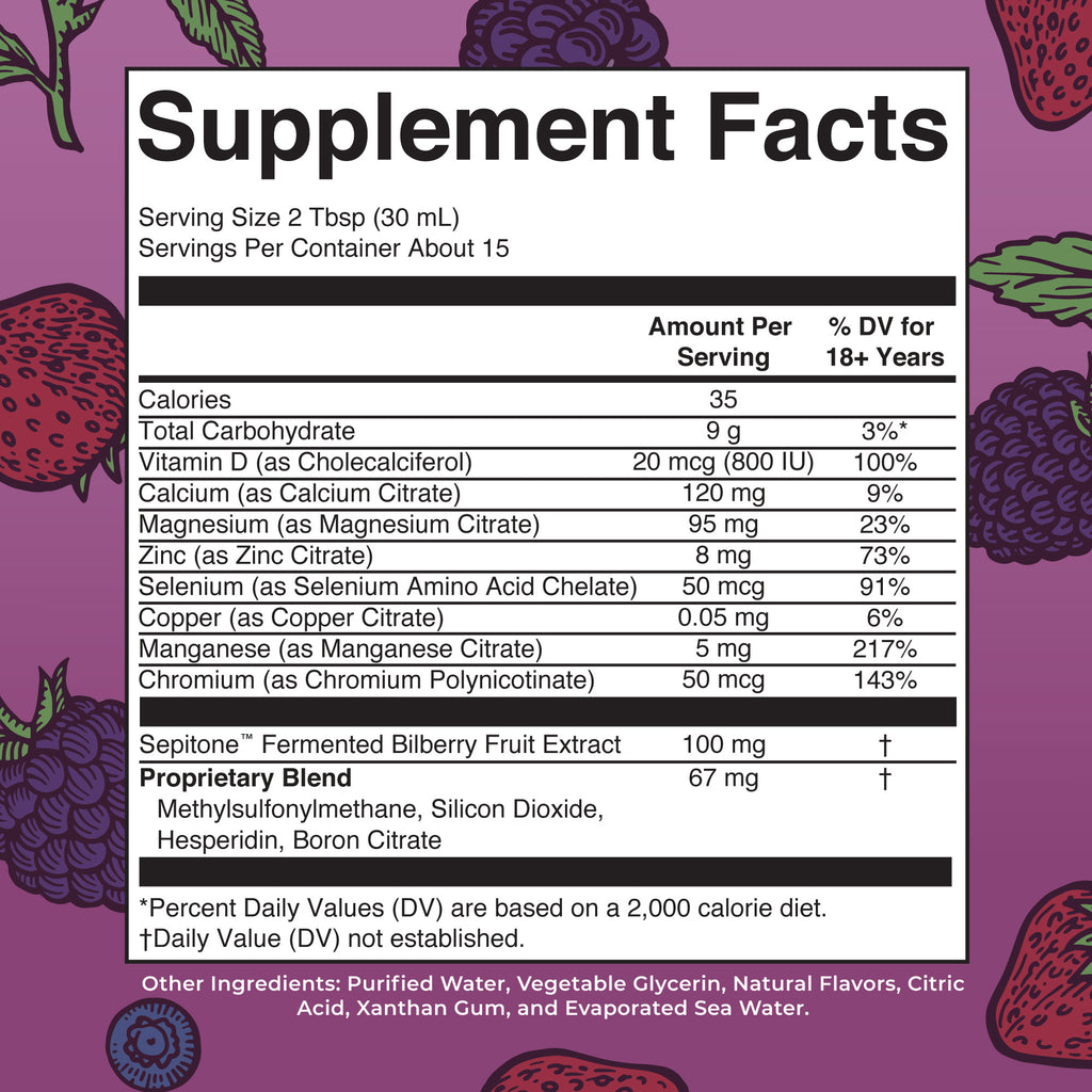 Liquid Nighttime Multimineral + Skin Renew 15oz Supplement Facts