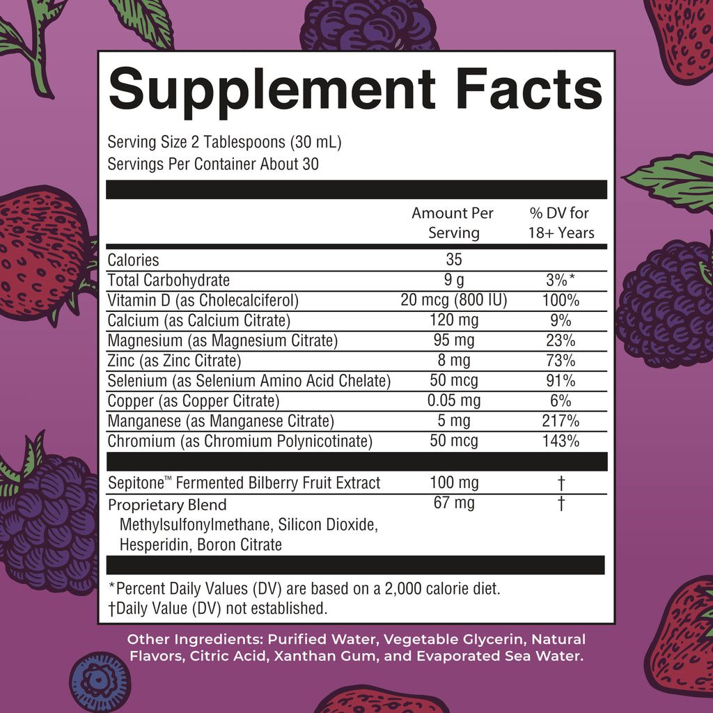 Liquid Nighttime Multimineral + Skin Renew 30oz Supplement Facts