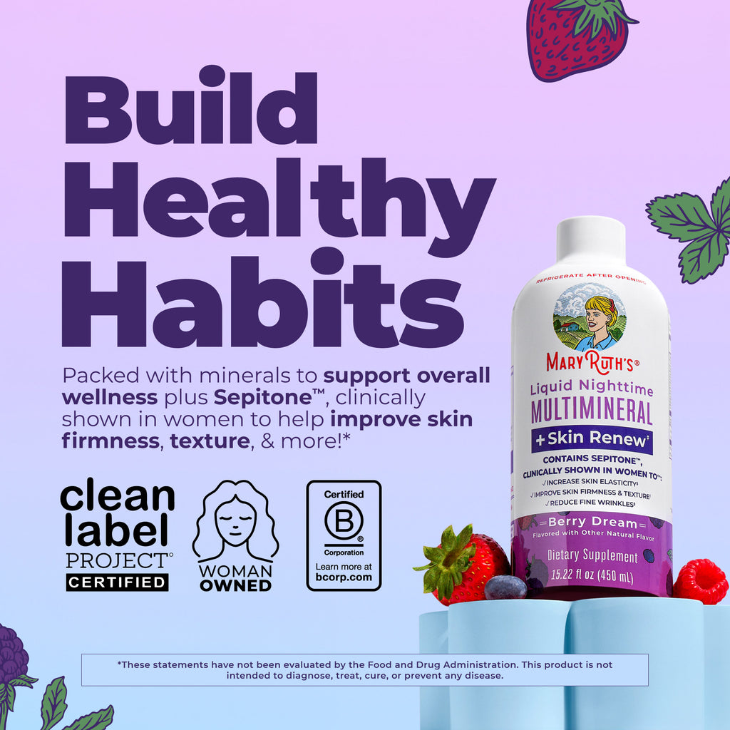 Liquid Nighttime Multimineral Skin Renew Berry Dream 15oz Build Healthy Habits