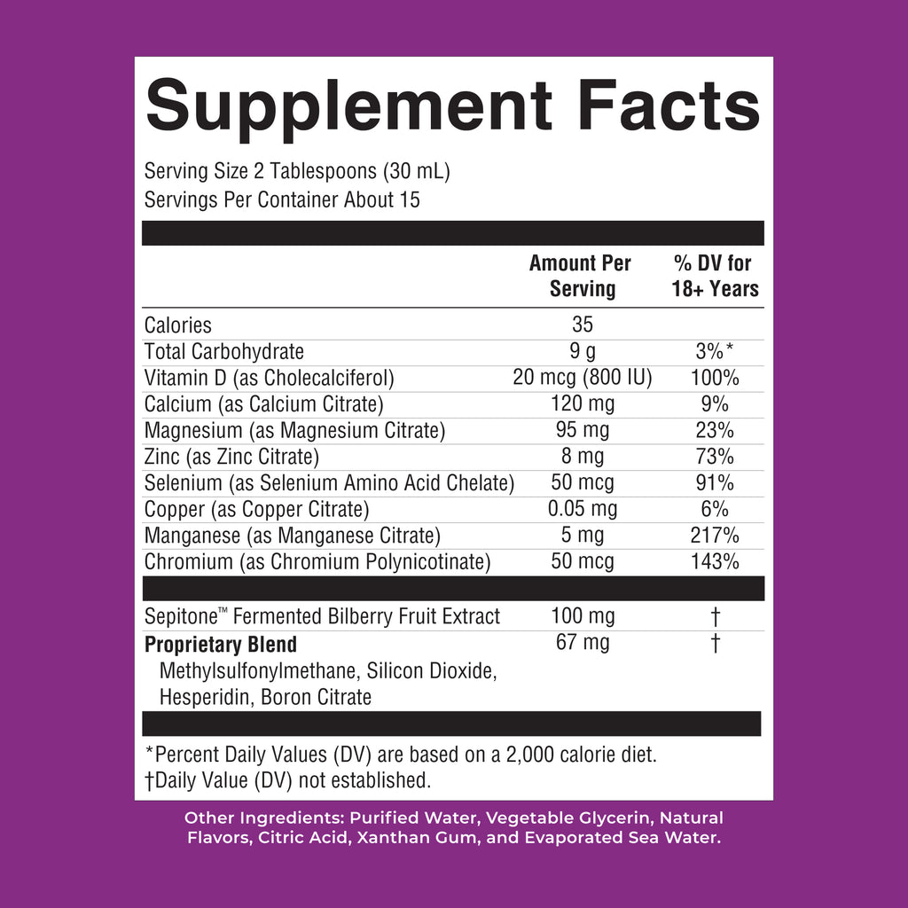 Liquid Nighttime Multimineral Skin Renew Berry Dream 15oz Supplement Facts