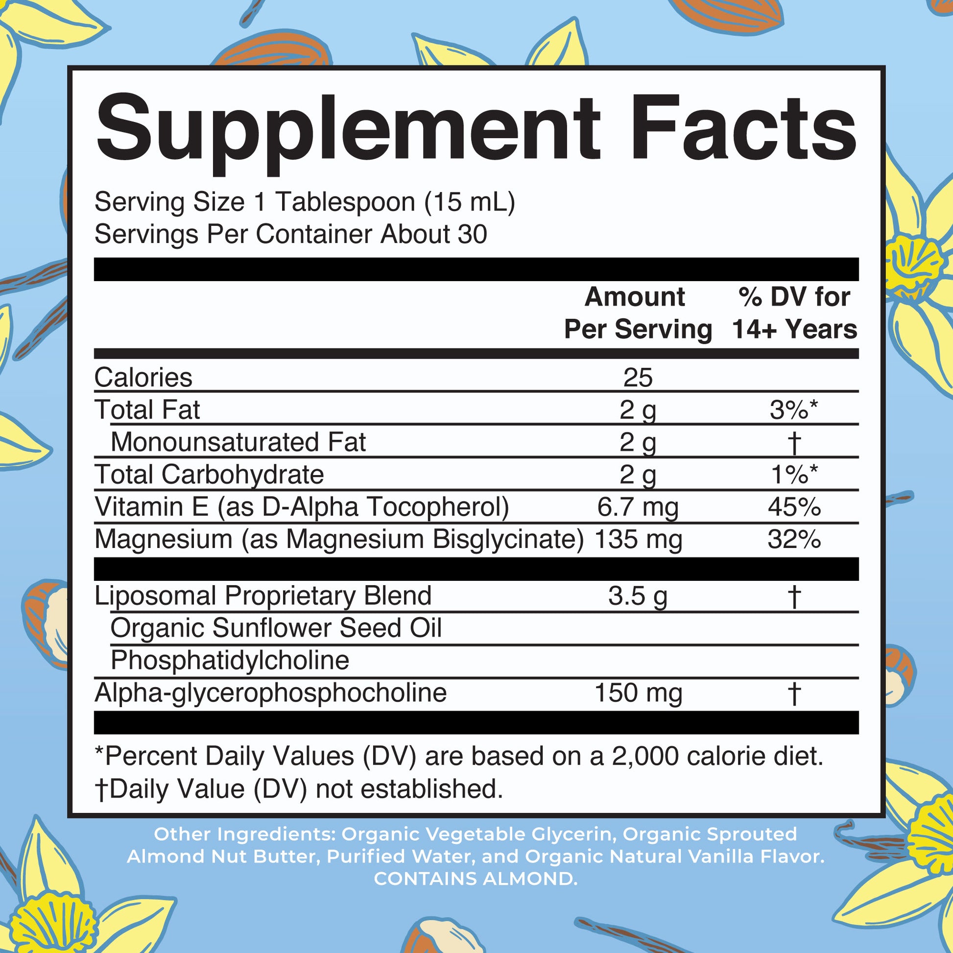 Magnesium Calm Liposomal 15oz Supplement Facts
