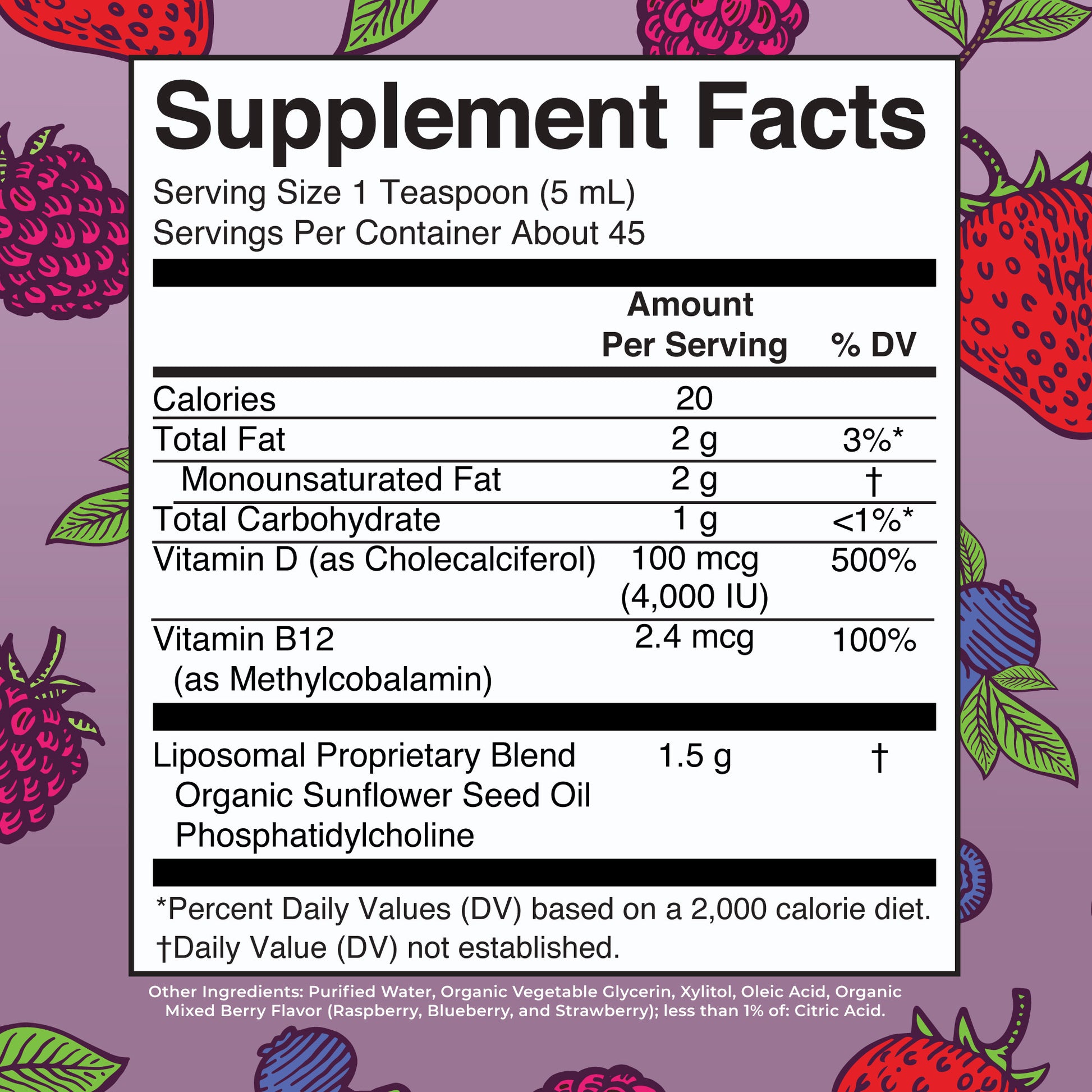 Megadose D3 Liposomal 7oz Supplement Facts