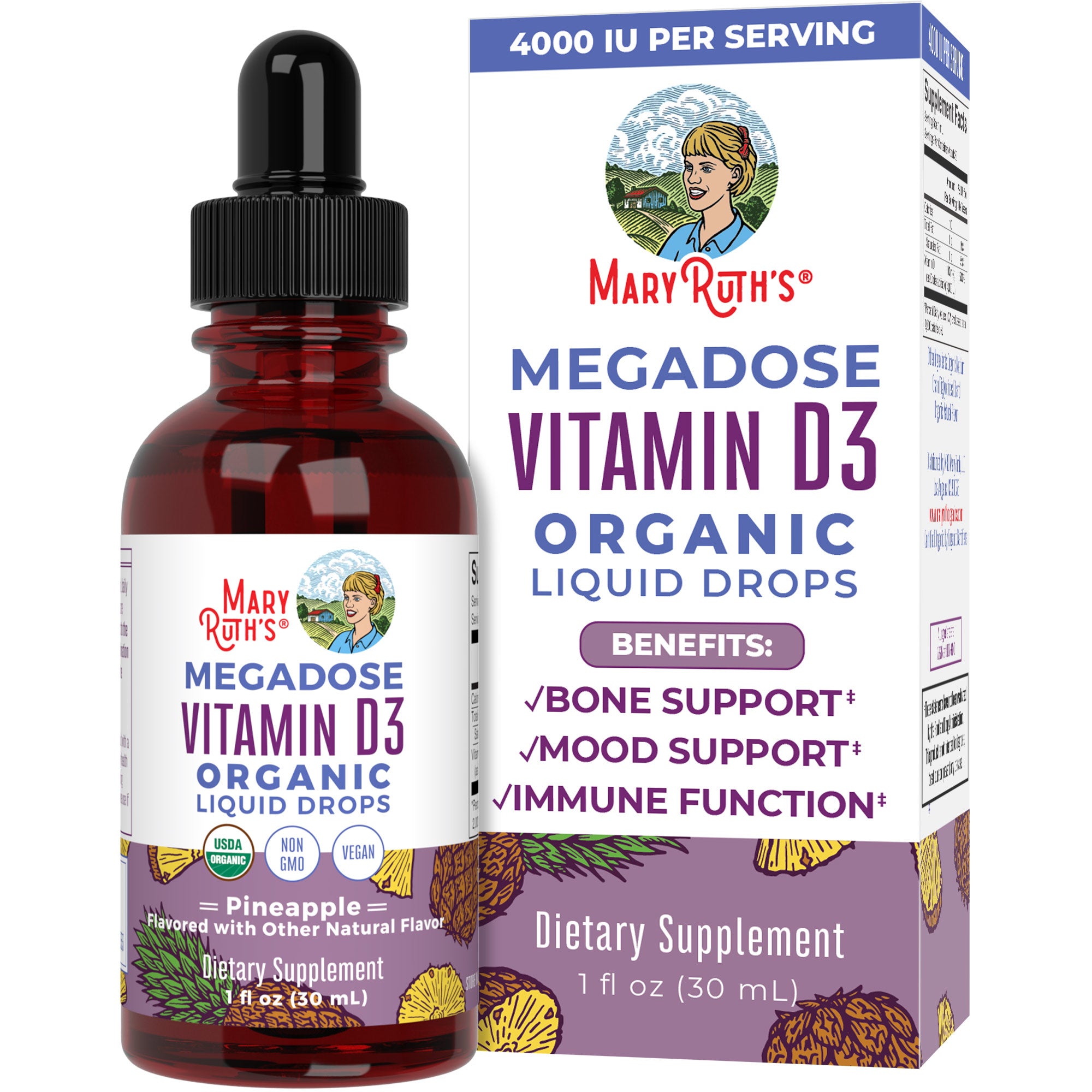 Megadose Vitamin D3 Liquid Drops MaryRuth Organics