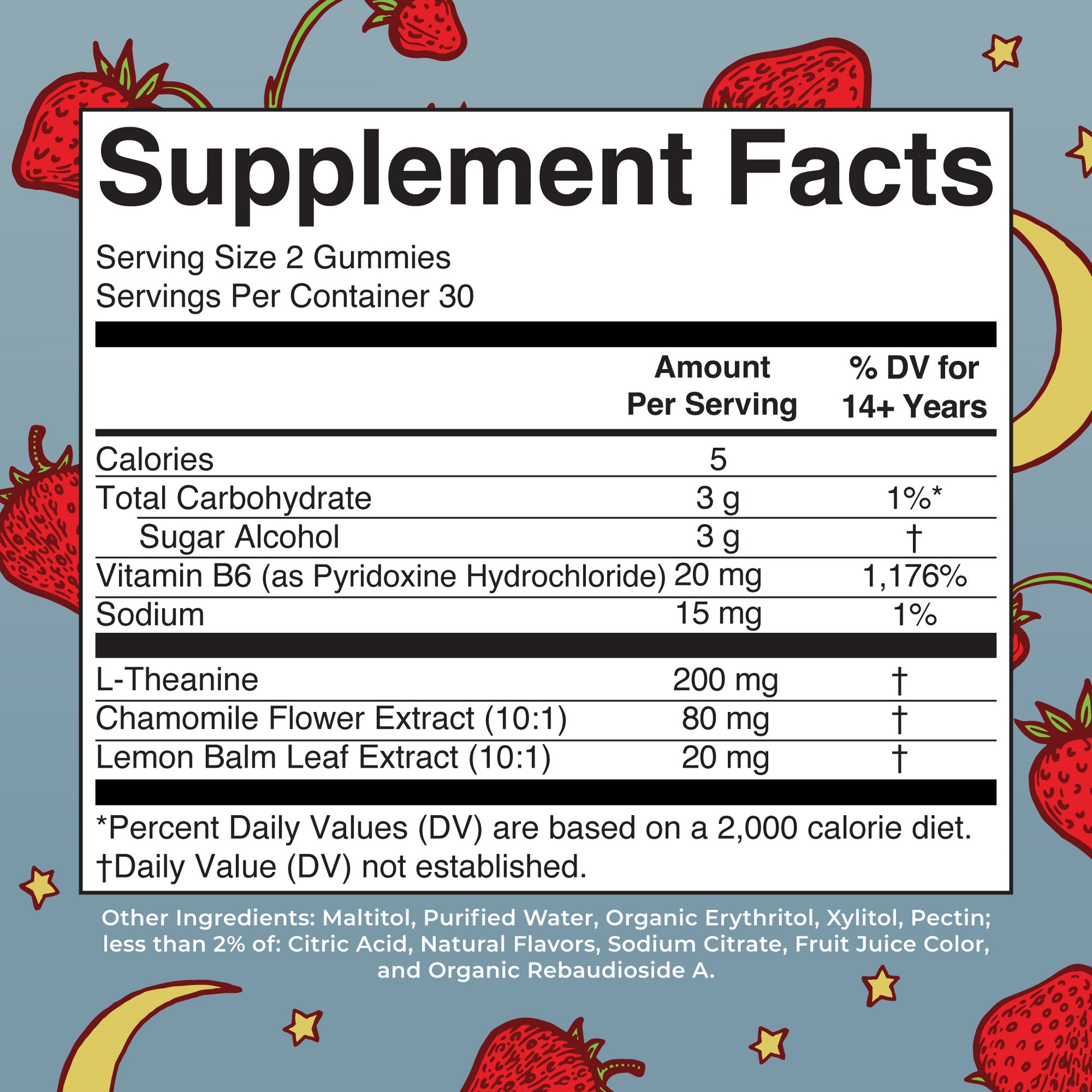 Melatonin Free Sleep Gummies 60ct Supplement Facts