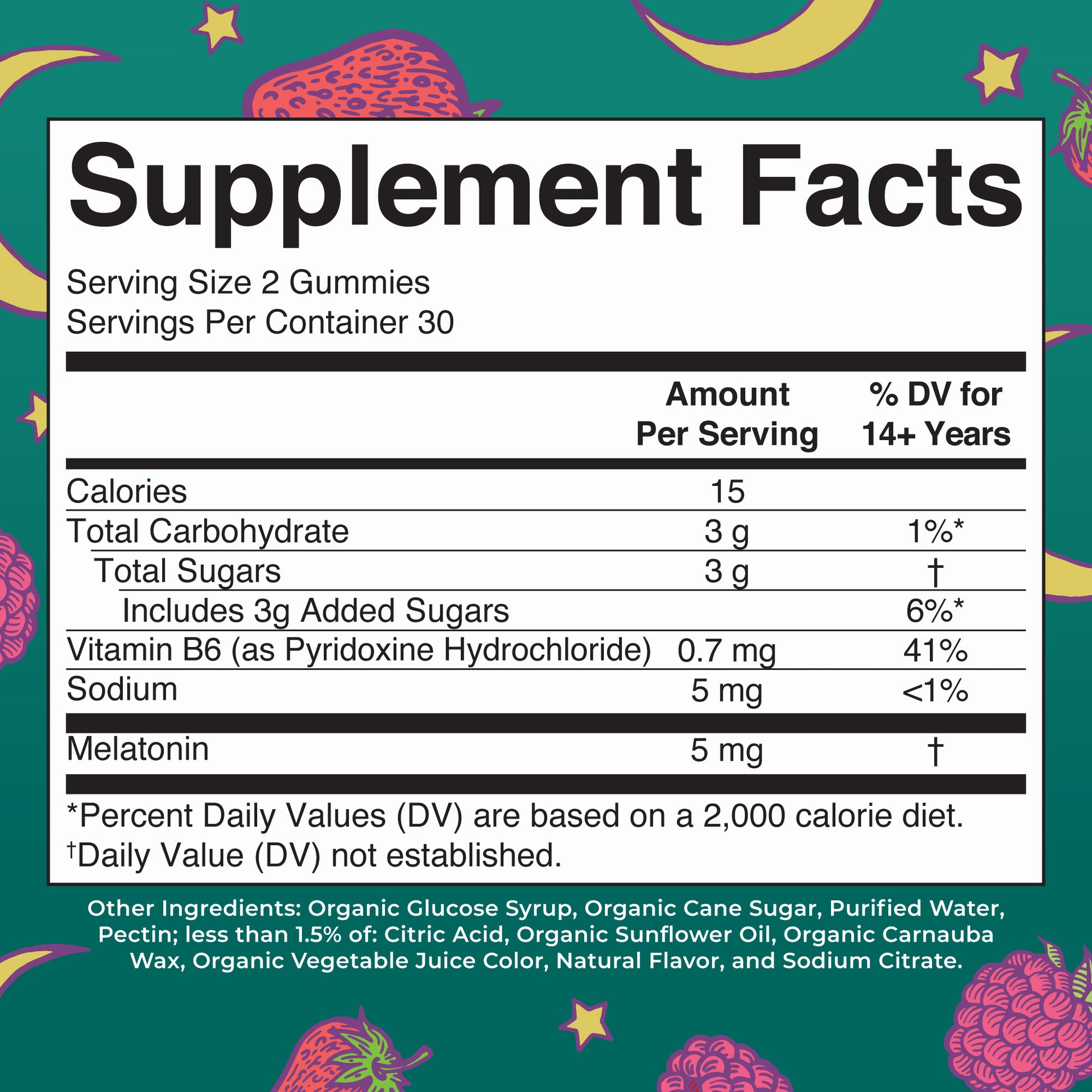 Melatonin Sleep Gummies Berries 60ct Supplement Facts