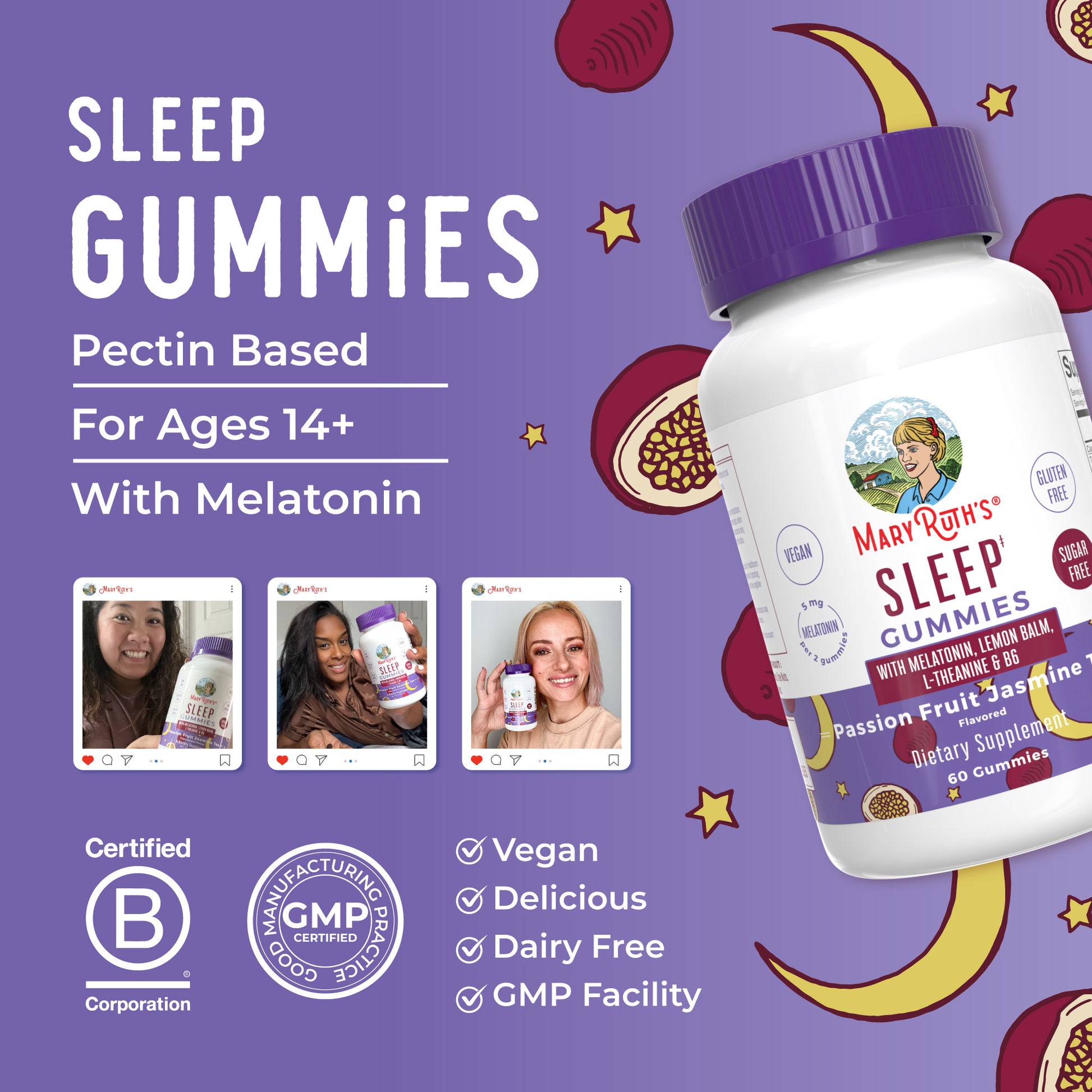 Melatonin Sleep Gummies Passion Fruit Jasmine Tea 60ct 8