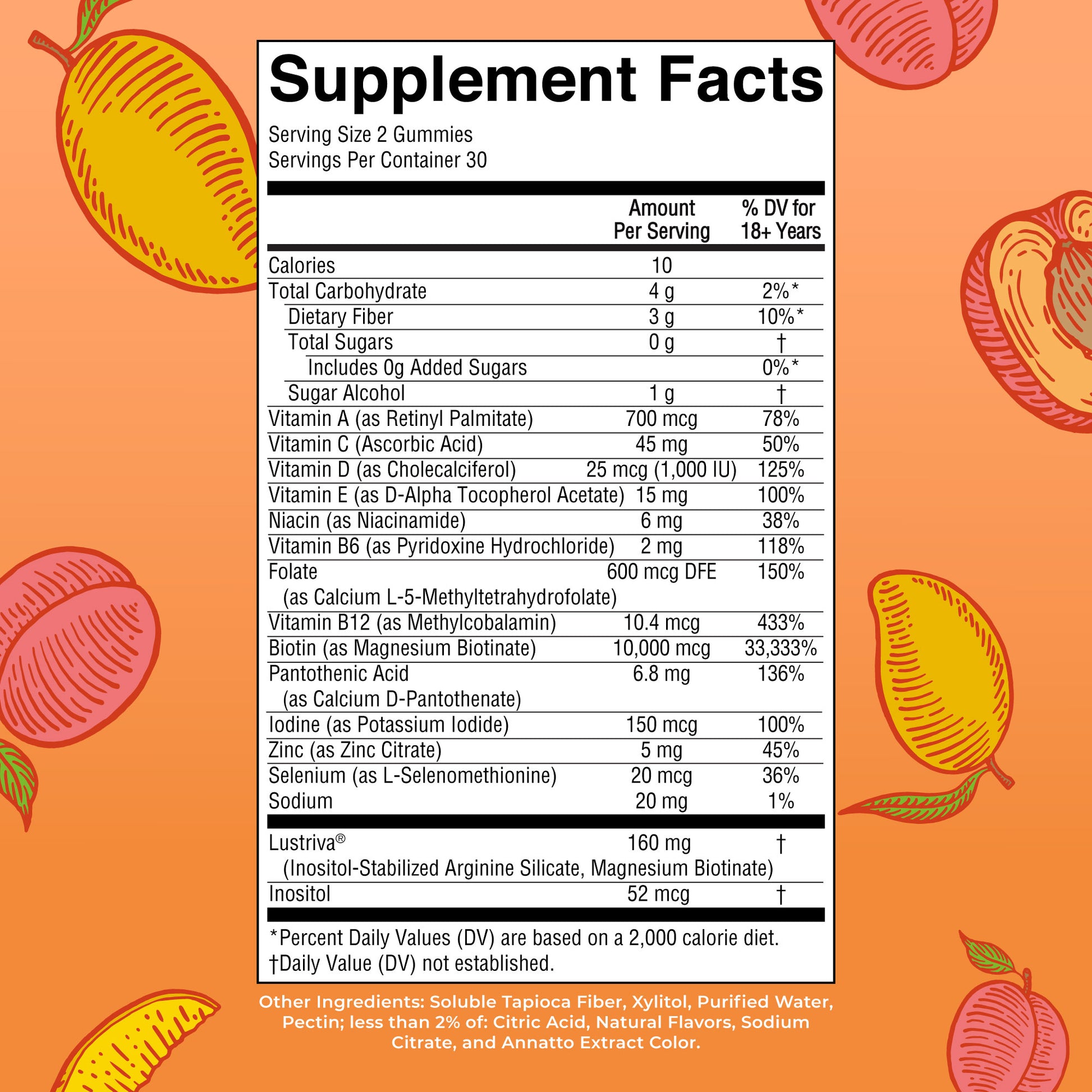 Multivitamin Hair Growth Gummies Supplement Facts