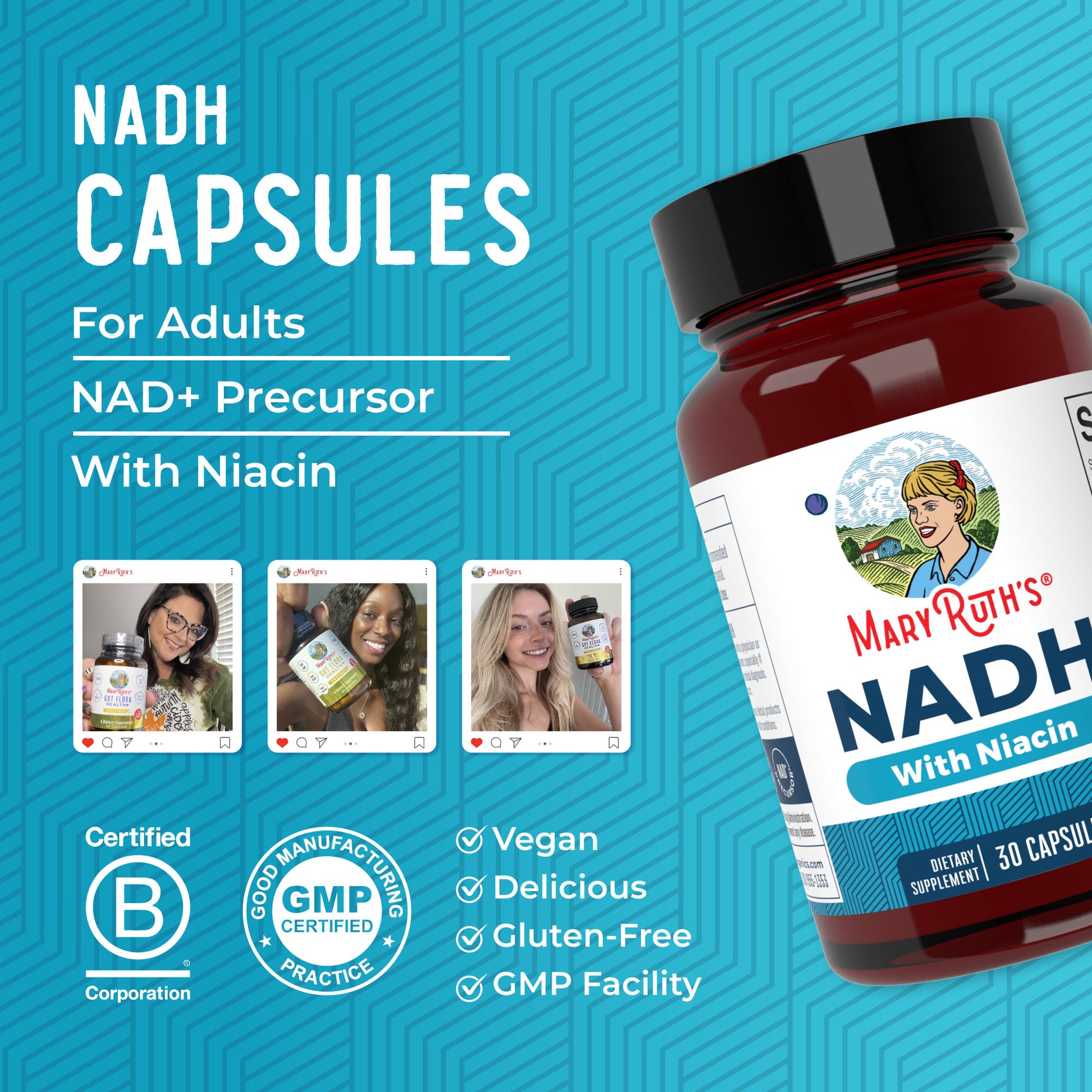 NADH Capsules 30 Capsules Lifestyle Bottle