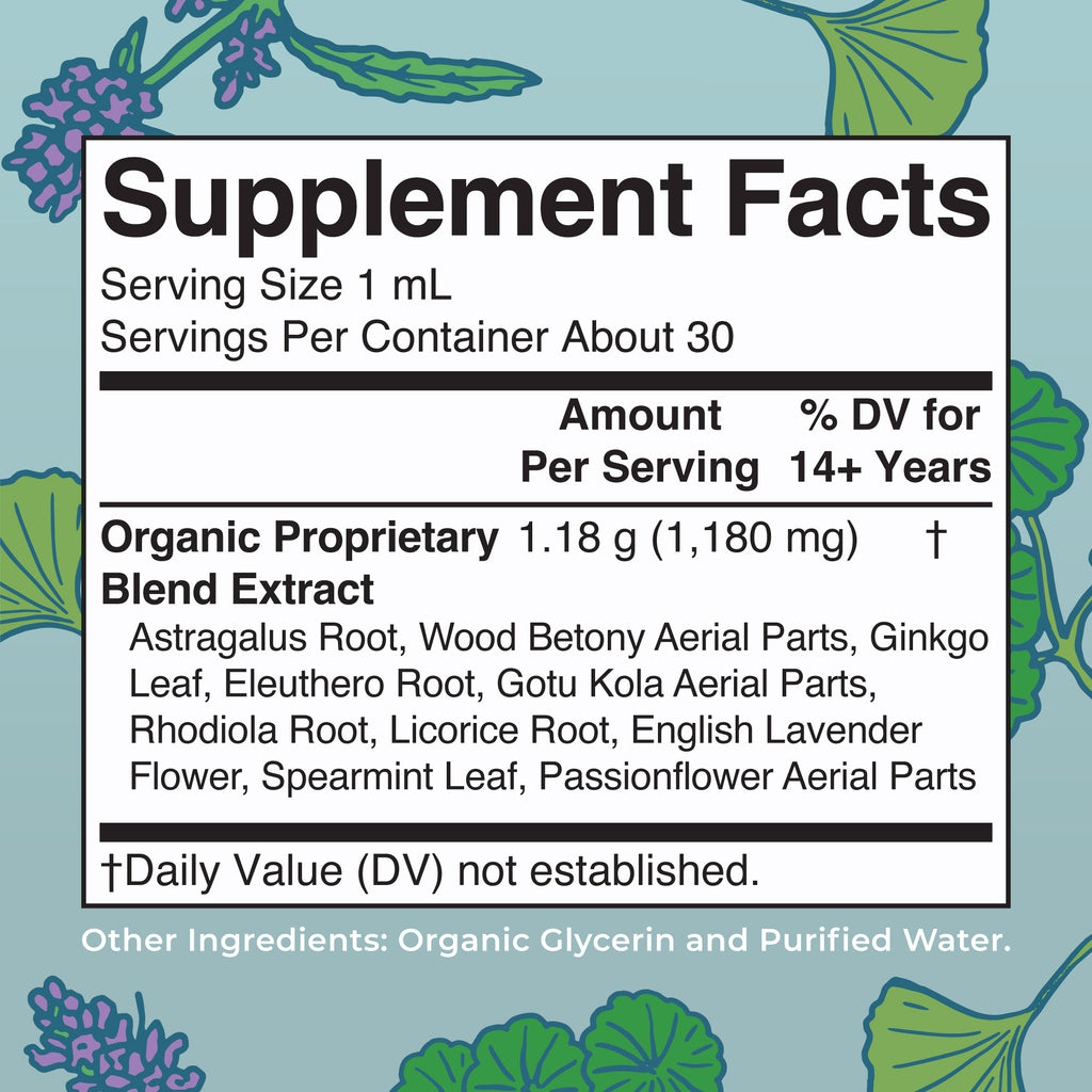 Organic Adrenal & Focus Herbal Blend Supplement Facts