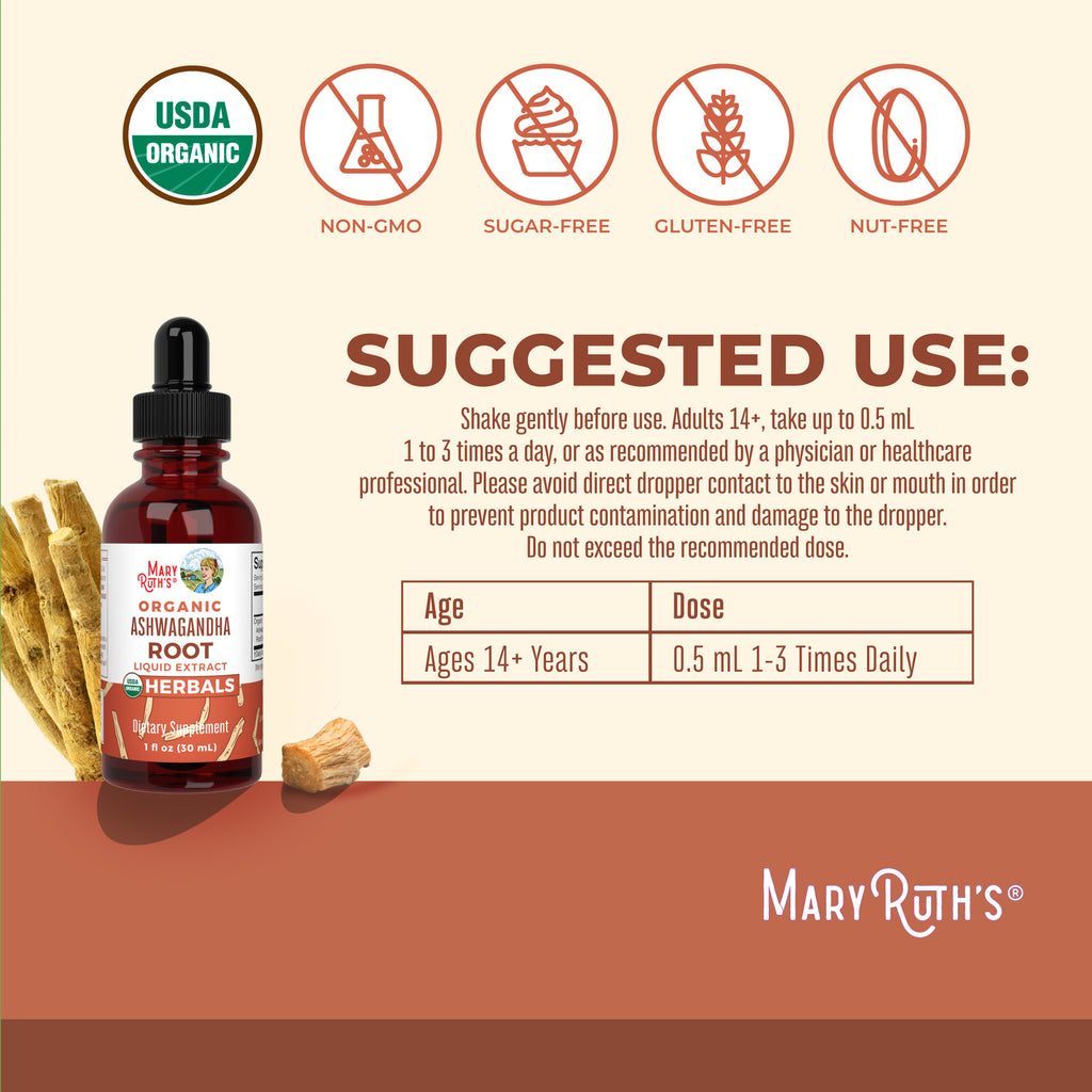 Organic Ashwagandha Root Liquid Drops Suggested Use
