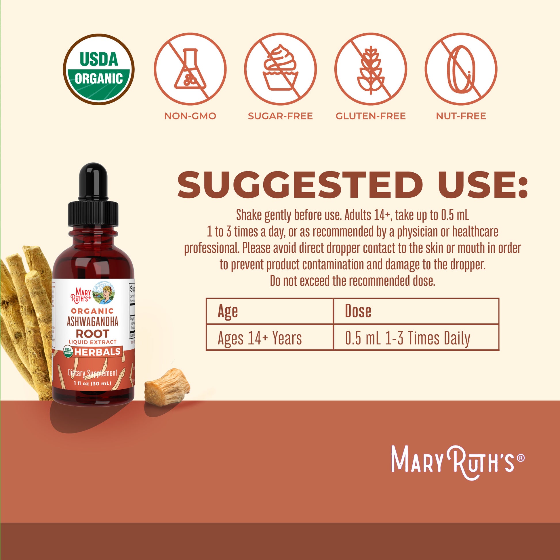 Organic Ashwagandha Root Liquid Drops Suggested Use