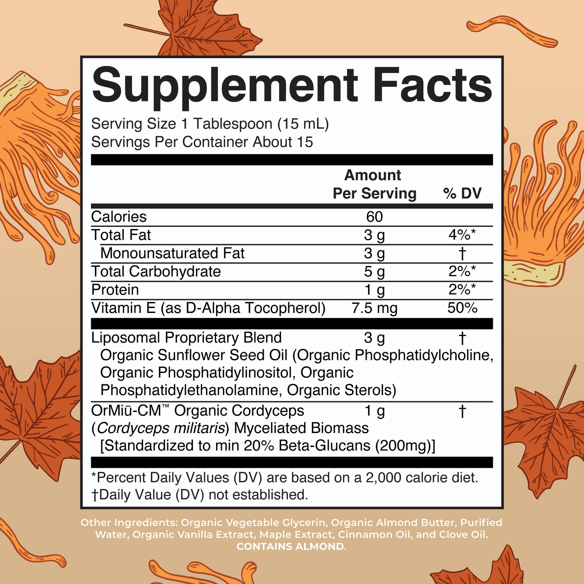 Organic Cordyceps Mushroom Liposomal Supplement Facts