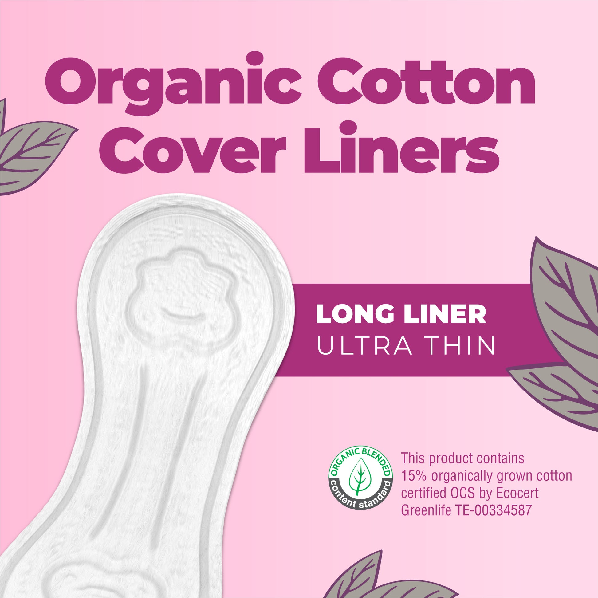 Organic Cotton Cover Liners Ultra-Light Flow 30ct Longer Liner Ultra Thin