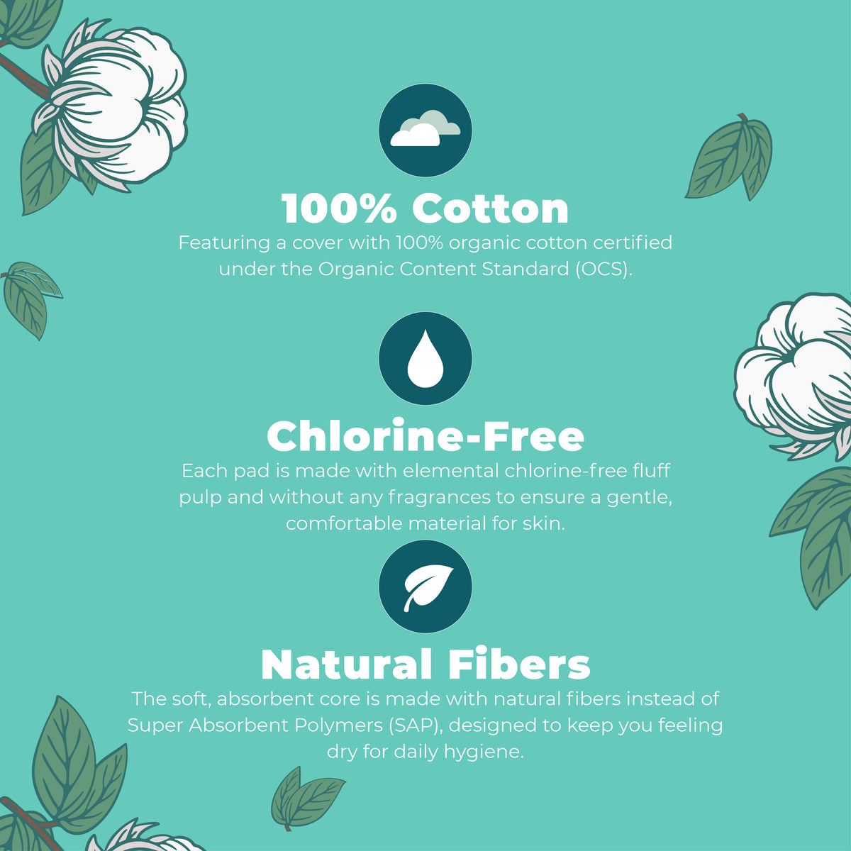 Organic Cotton Cover Pads Regular Flow 22ct Benefits