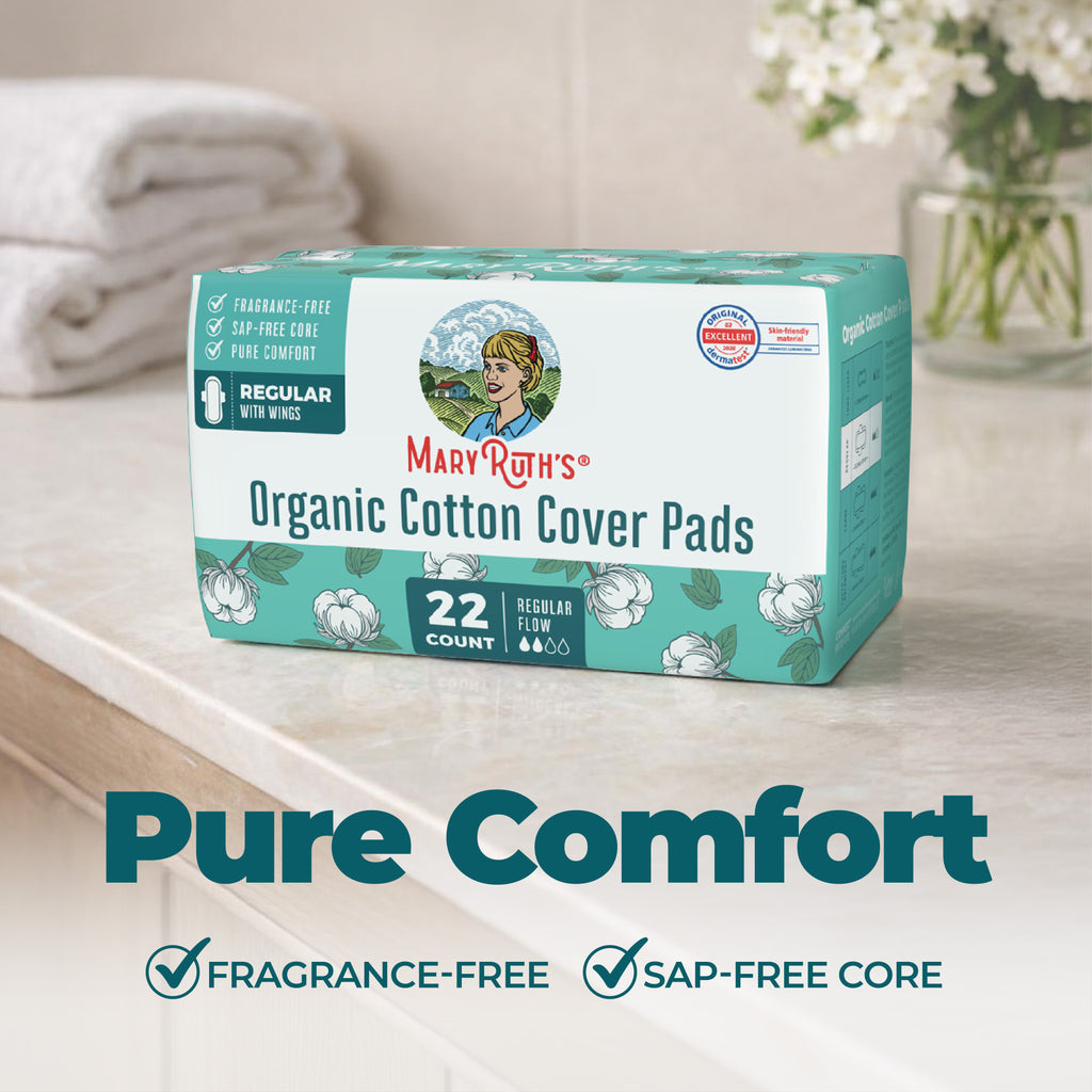 Organic Cotton Cover Pads Regular Flow 22ct Pure Comfort