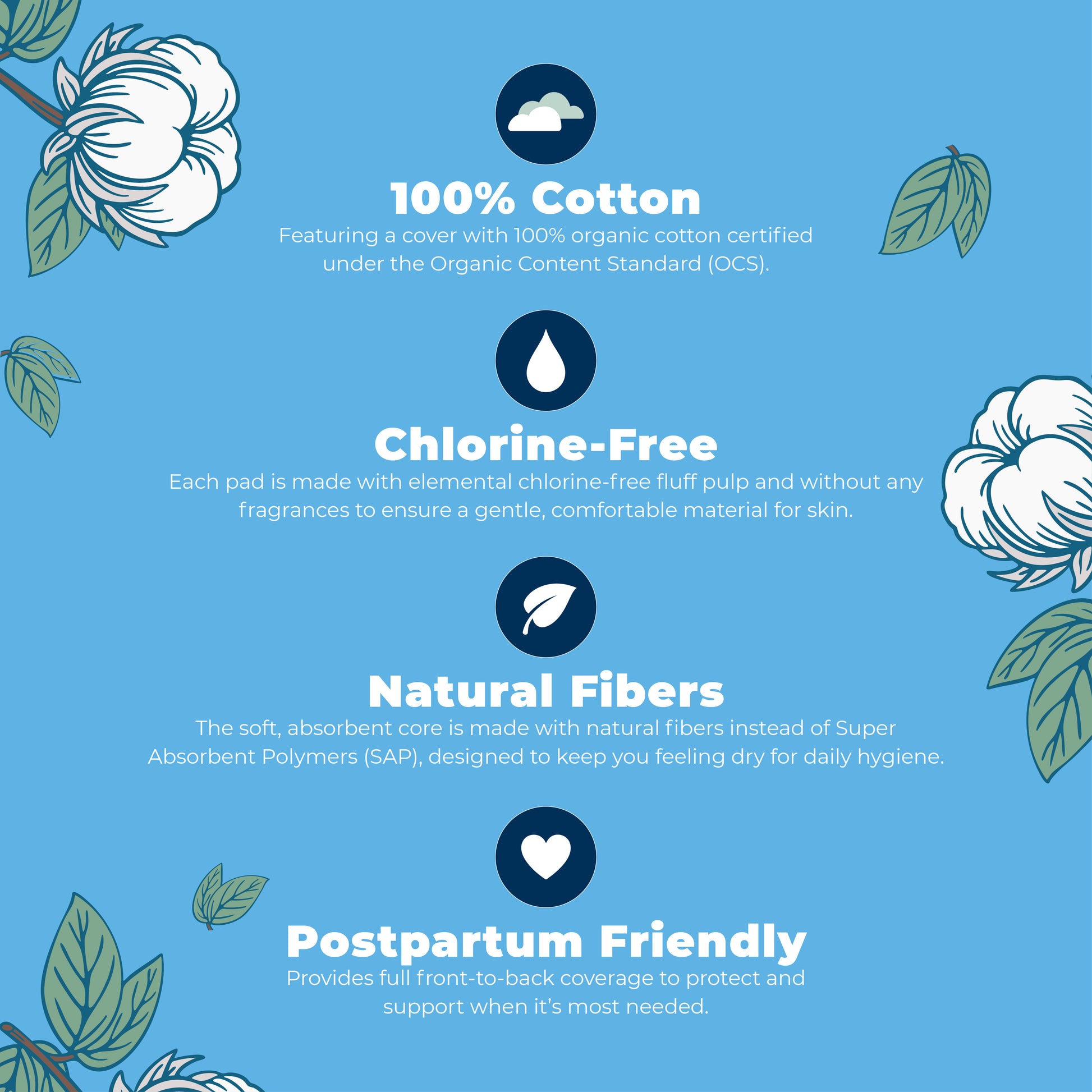 Organic Cotton Cover Pads Super Long Overnight Overnight Heaviest Flow 10ct Benefits