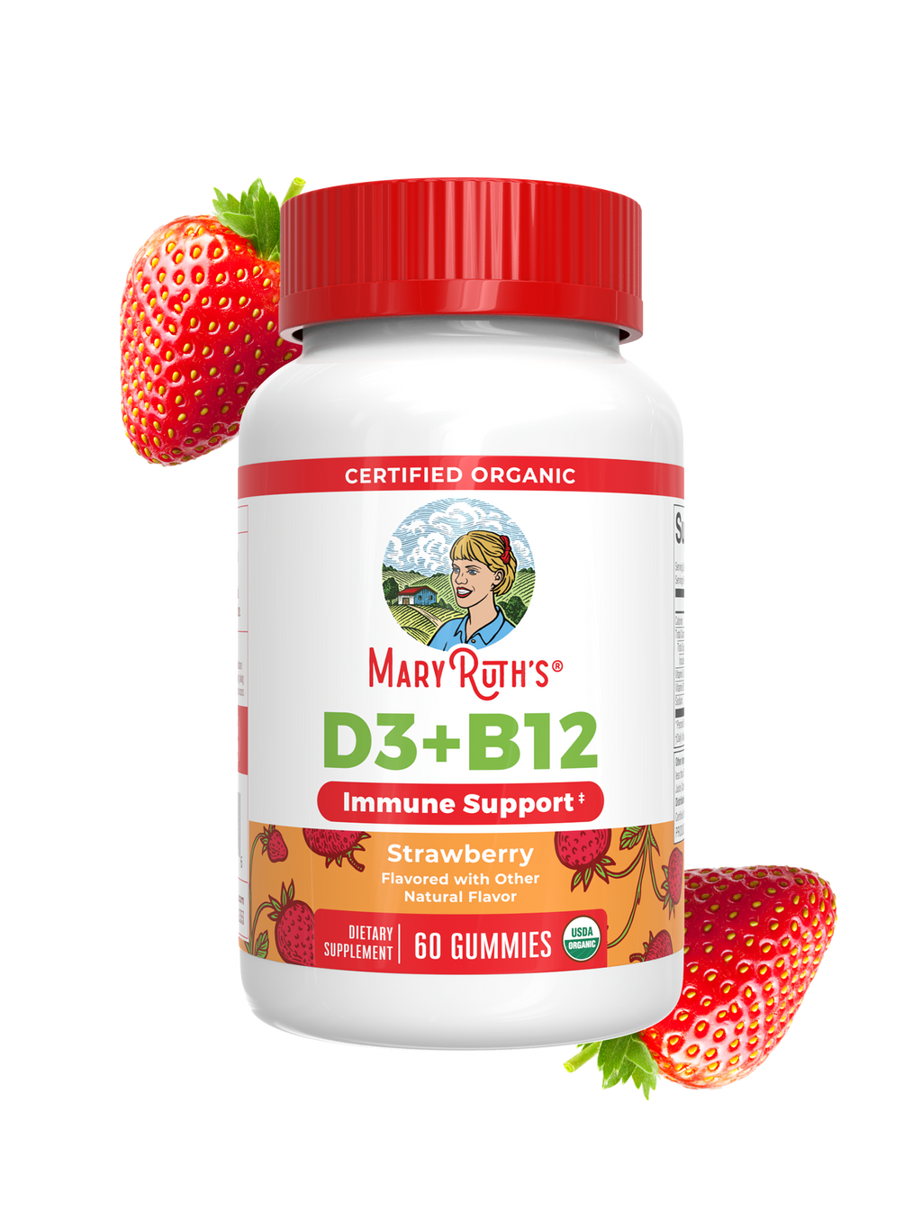 Organic D3 B12 Gummies Strawberry 60ct