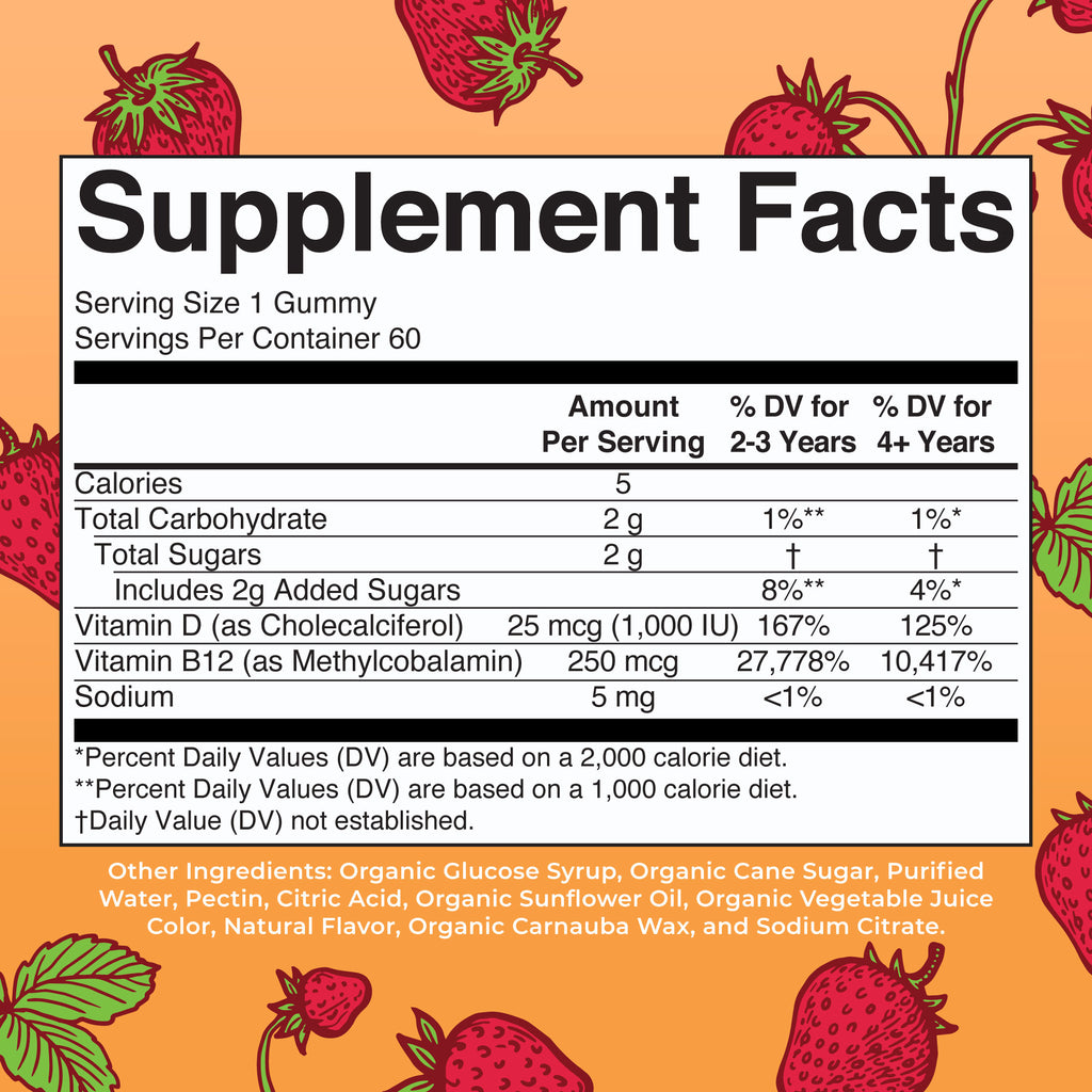 Organic D3 + B12 Gummies Supplement Facts