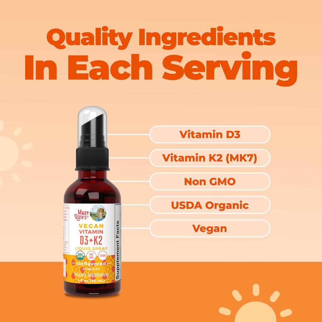 Organic D3 K2 Spray Unflavored 1oz Ingredients