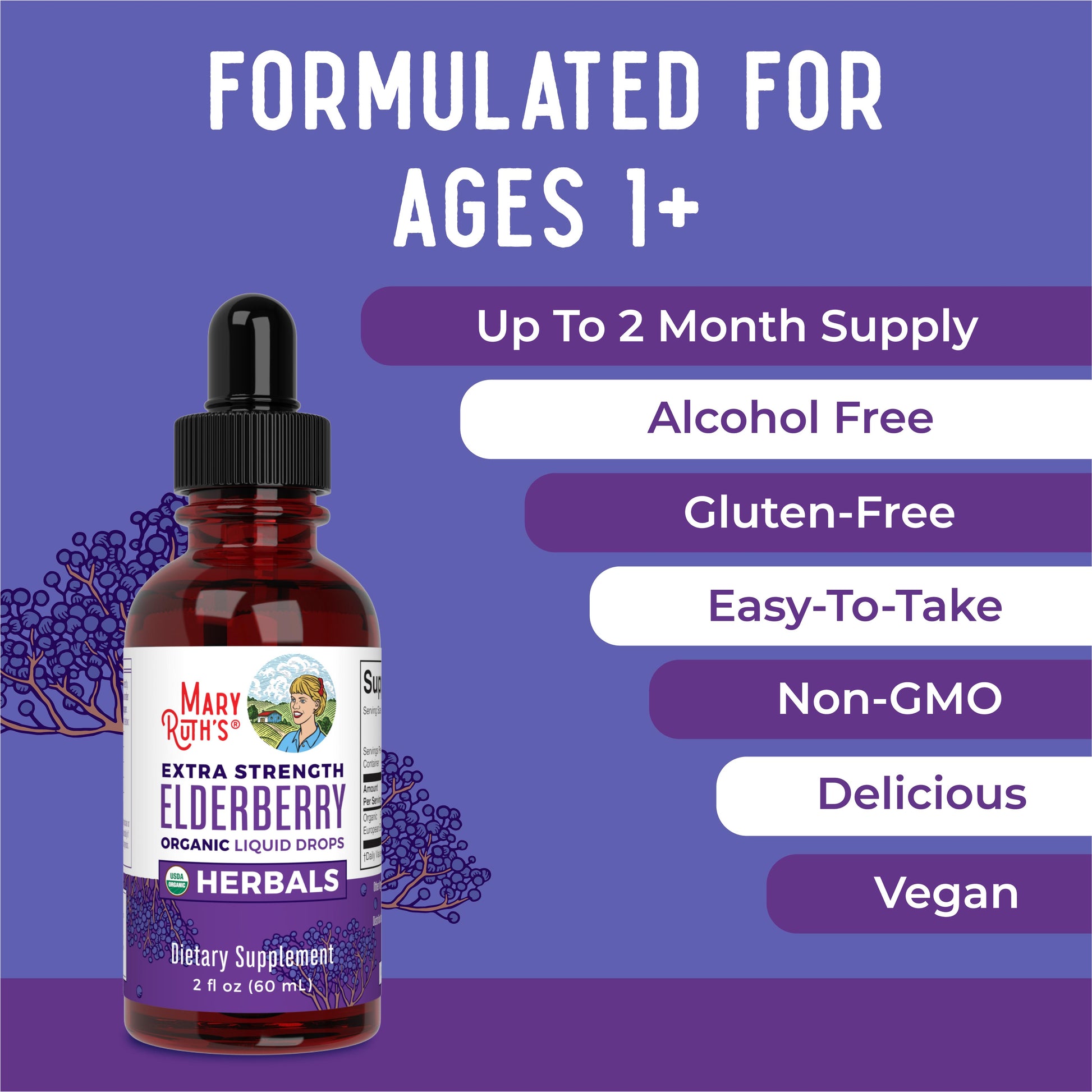 Organic Elderberry Extra Strength Liquid Drops Ingredients