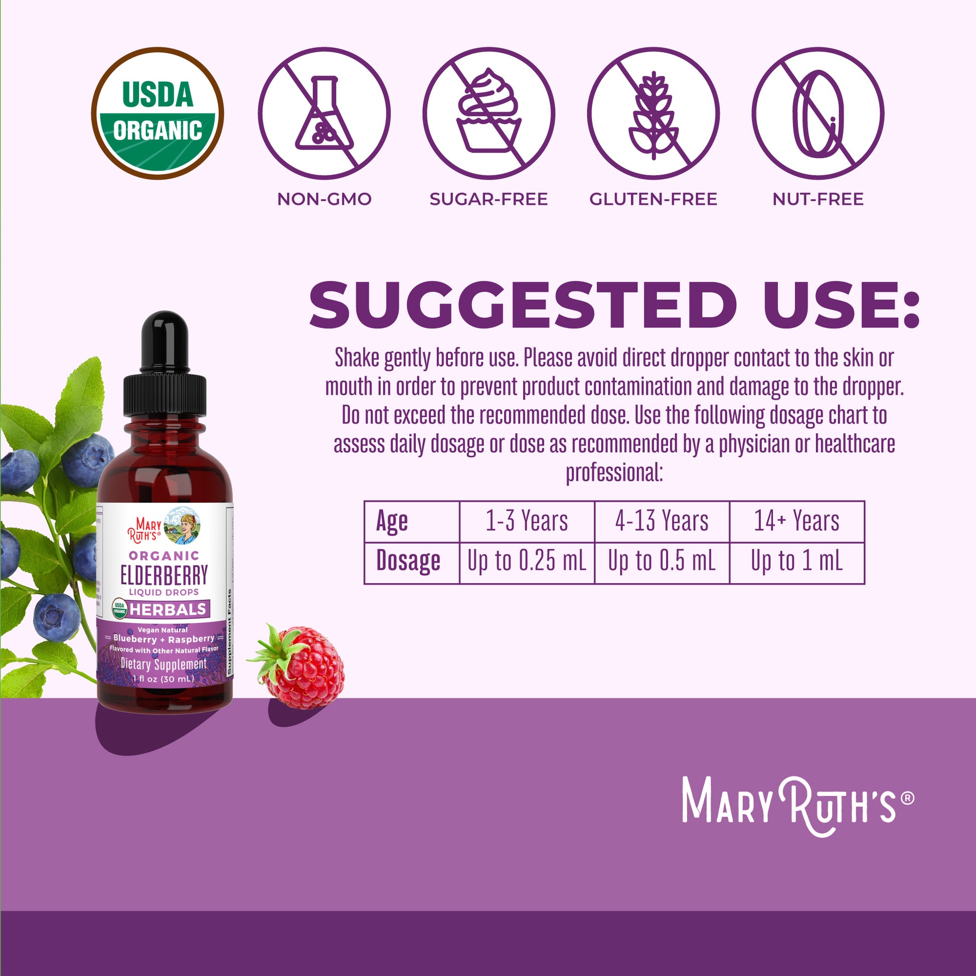 Organic Elderberry Liquid Drops Suggested Use