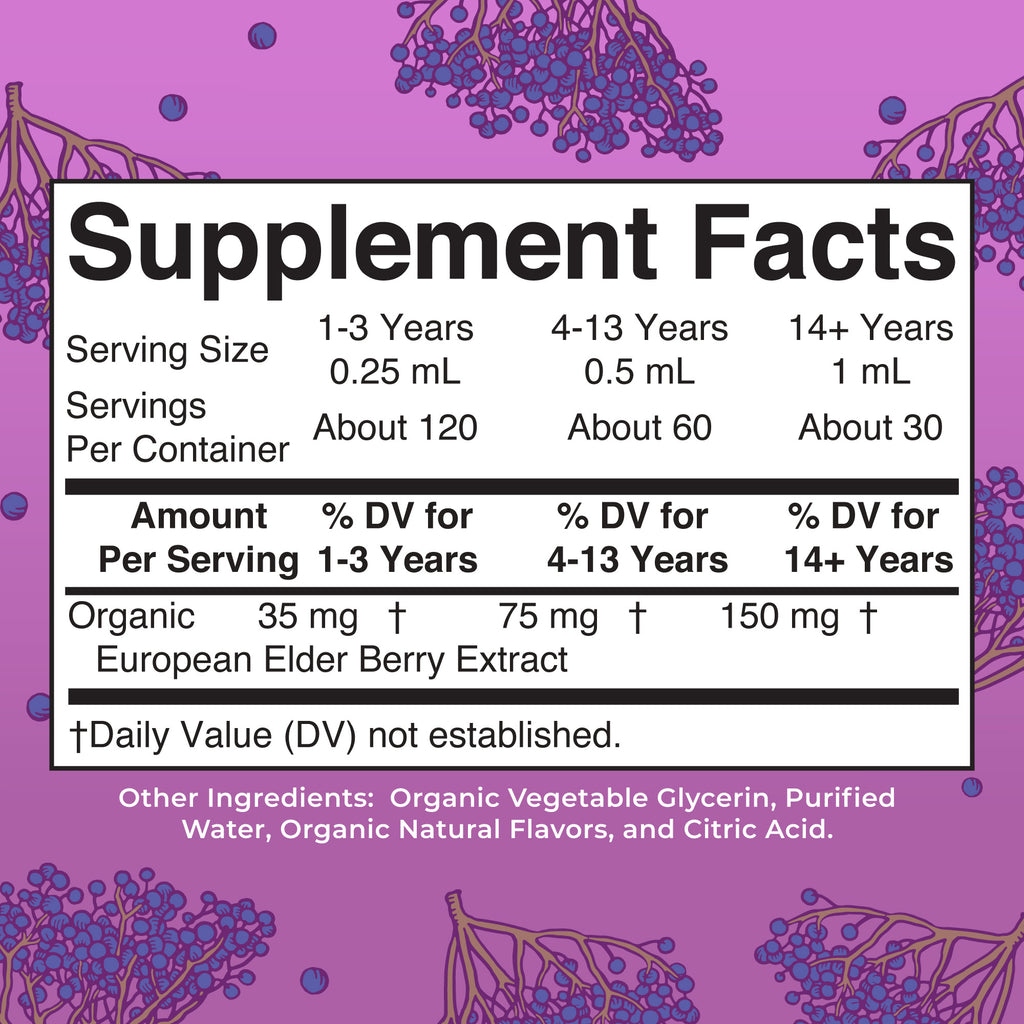 Organic Elderberry Liquid Drops Supplement Facts