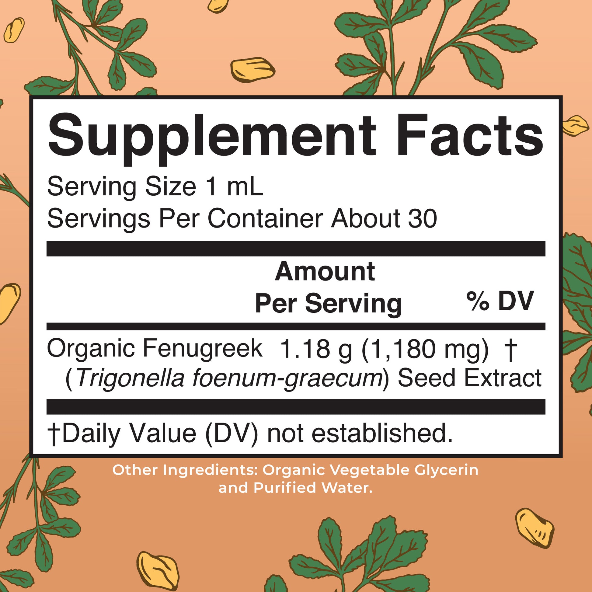 Organic Fenugreek Seed Liquid Extract Supplement Facts